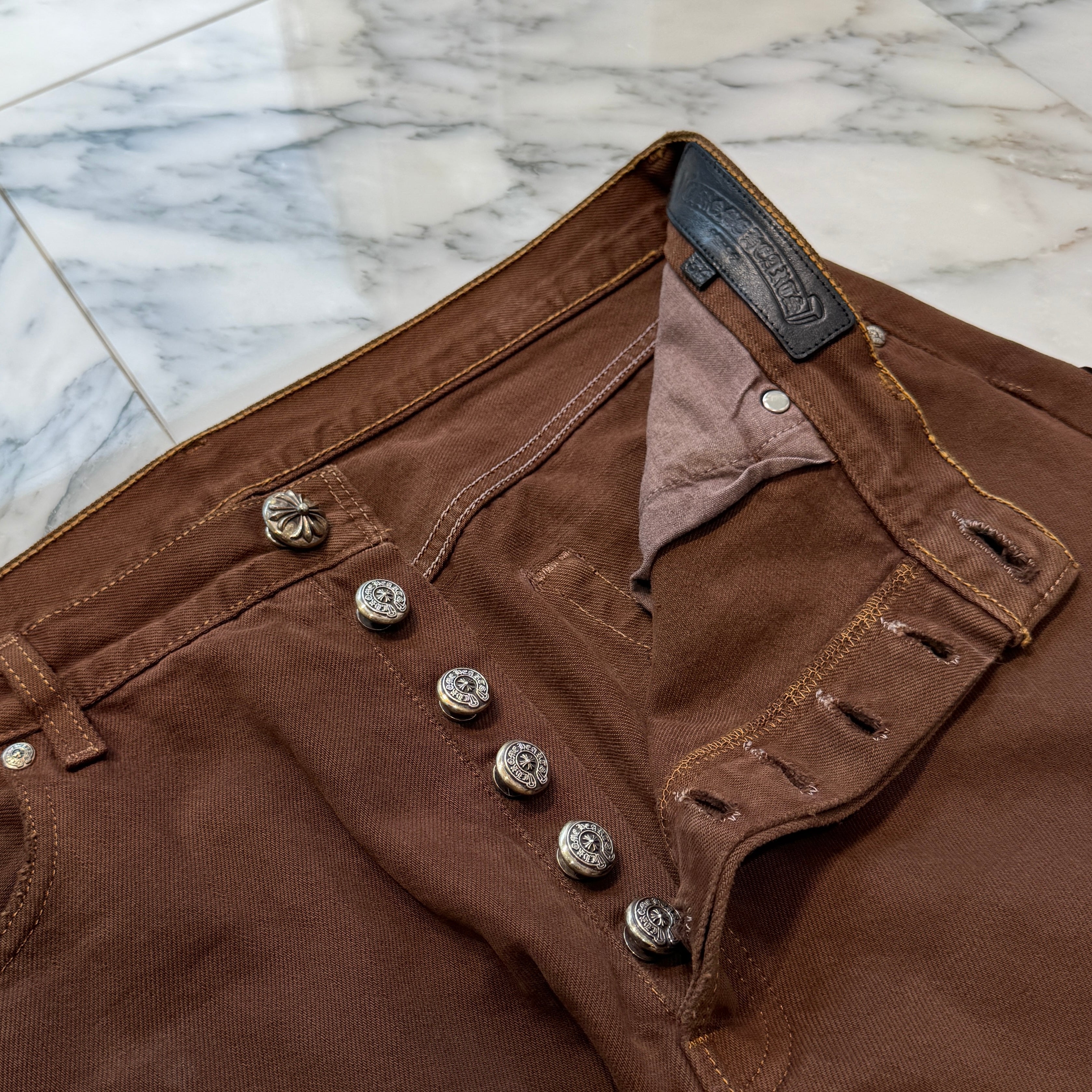 CHROME HEARTS × Levi's 501 VNTG Harako Blend Leather Cross Patch Cotton Denim Pants Size 34 クロムハーツ × リーバイス 501 ハラコブレンド レザークロスパッチ コットン デニムパンツ サイズ34