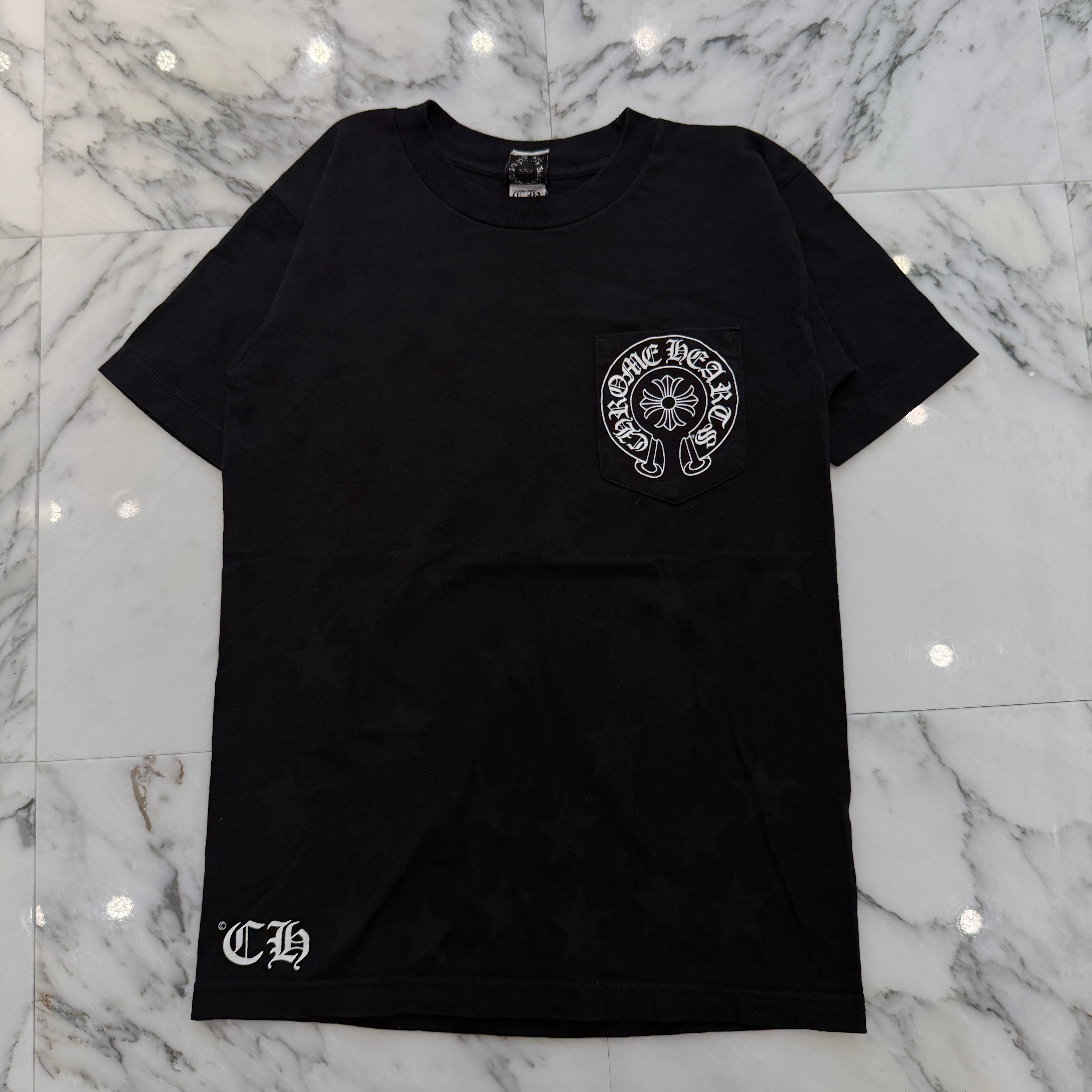 CHROME HEARTS Scroll Logo Label Star Print Tee Size S クロムハーツ スクロールロゴラベル スタープリント Tシャツ サイズS
