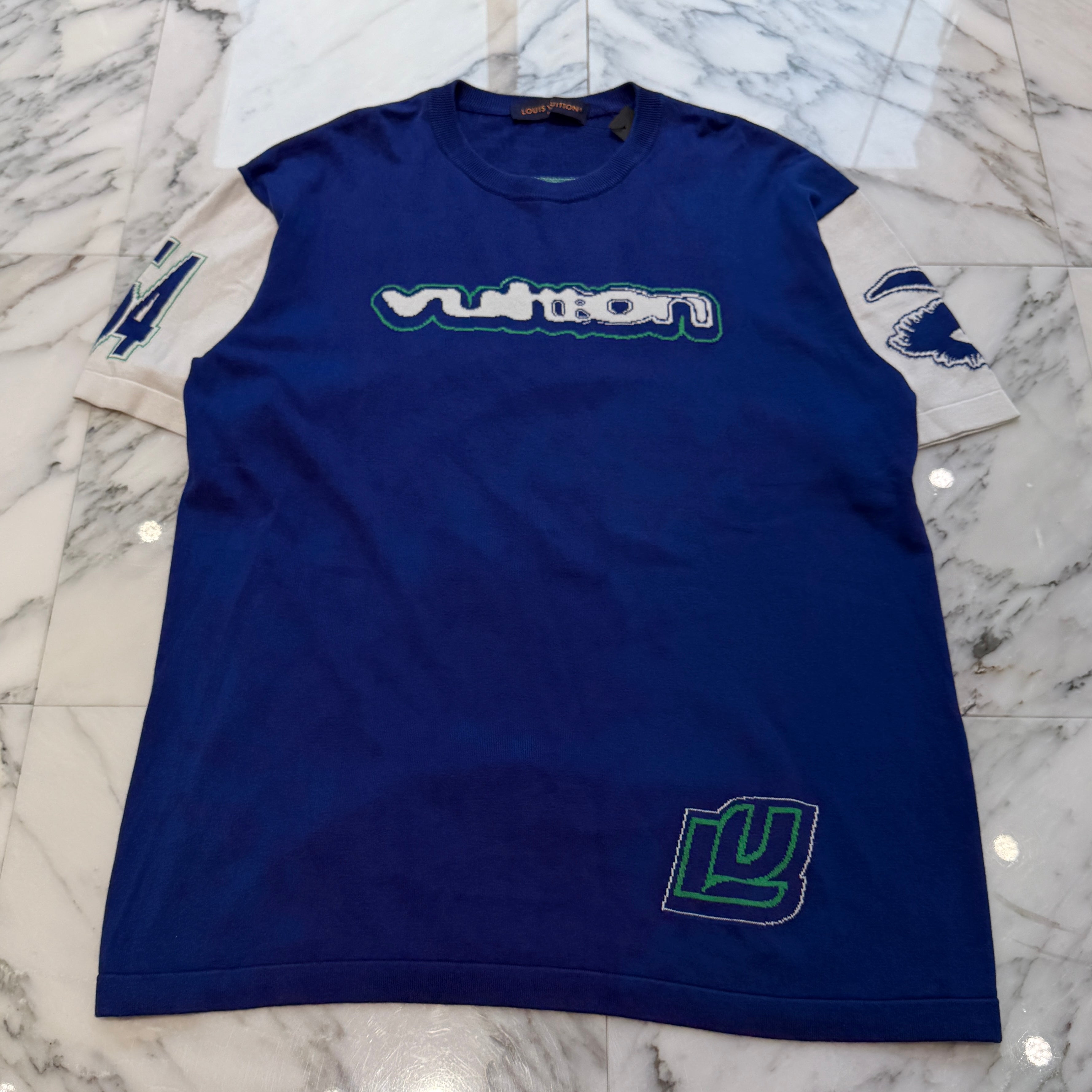 LOUIS VUITTON 2023AW Motor Race Cotton Intarsia Crew Neck Tee 1ABXYO Size XL ルイヴィトン モーターレース コットン インタルシアクルーネック Tシャツ サイズXL