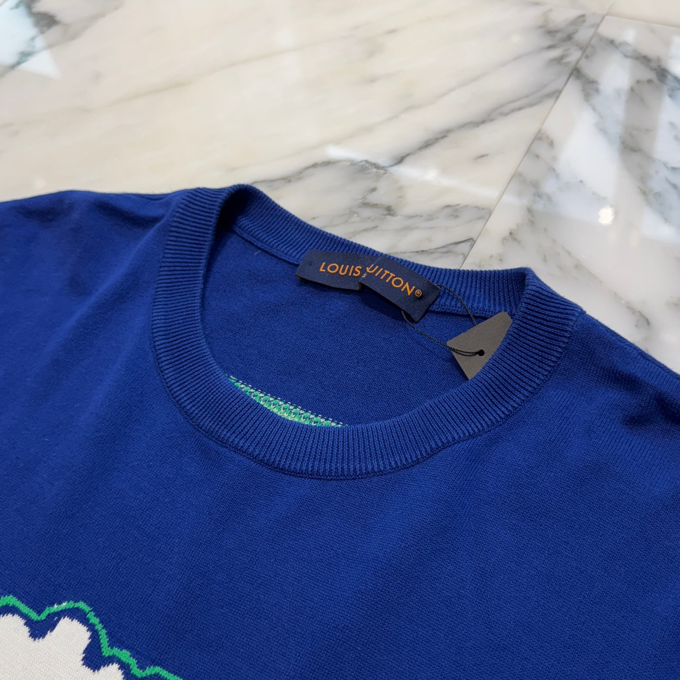 LOUIS VUITTON 2023AW Motor Race Cotton Intarsia Crew Neck Tee 1ABXYO Size XL ルイヴィトン モーターレース コットン インタルシアクルーネック Tシャツ サイズXL