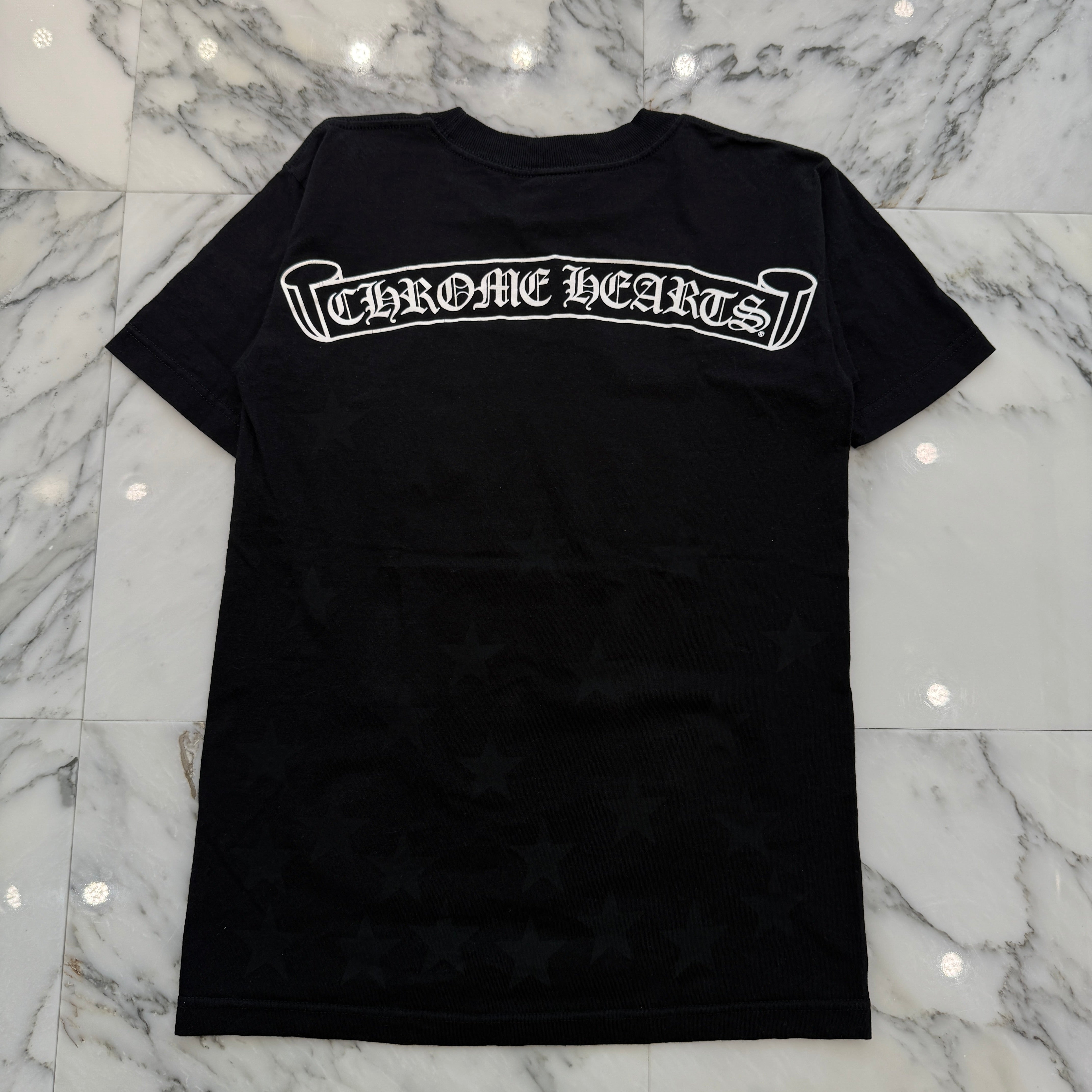 CHROME HEARTS Scroll Logo Label Star Print Tee Size S クロムハーツ スクロールロゴラベル スタープリント Tシャツ サイズS