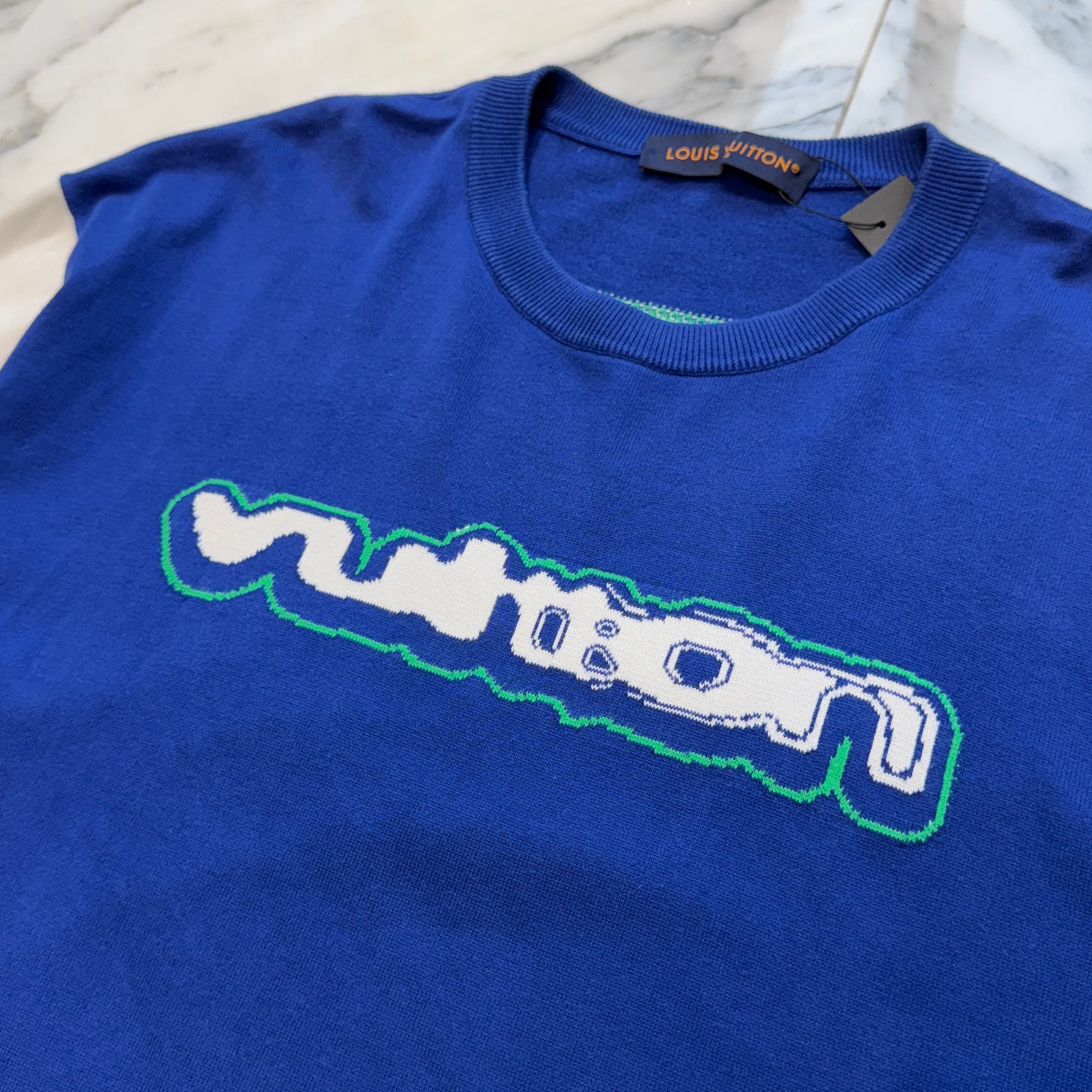 LOUIS VUITTON 2023AW Motor Race Cotton Intarsia Crew Neck Tee 1ABXYO Size XL ルイヴィトン モーターレース コットン インタルシアクルーネック Tシャツ サイズXL