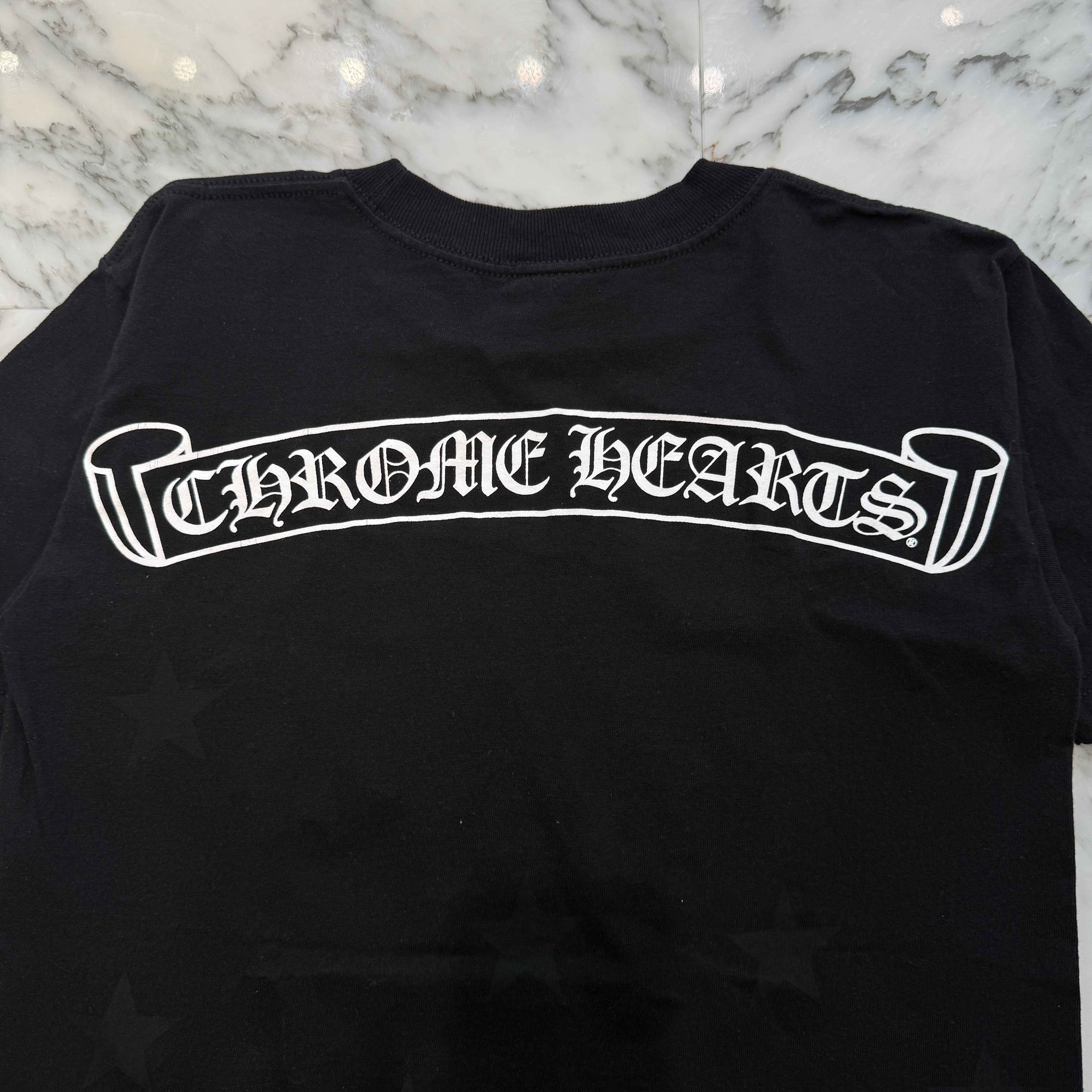 CHROME HEARTS Scroll Logo Label Star Print Tee Size S クロムハーツ スクロールロゴラベル スタープリント Tシャツ サイズS