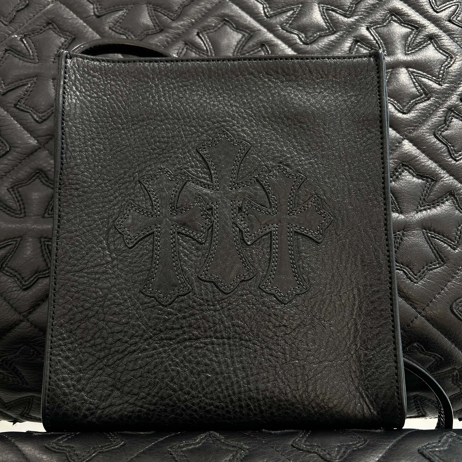CHROME HEARTS Square Pocket 3 Cemetery Cross Leather Patch Shoulder Bag クロムハーツ スクエアポケット 3セメタリークロス レザーパッチ ショルダーバッグ