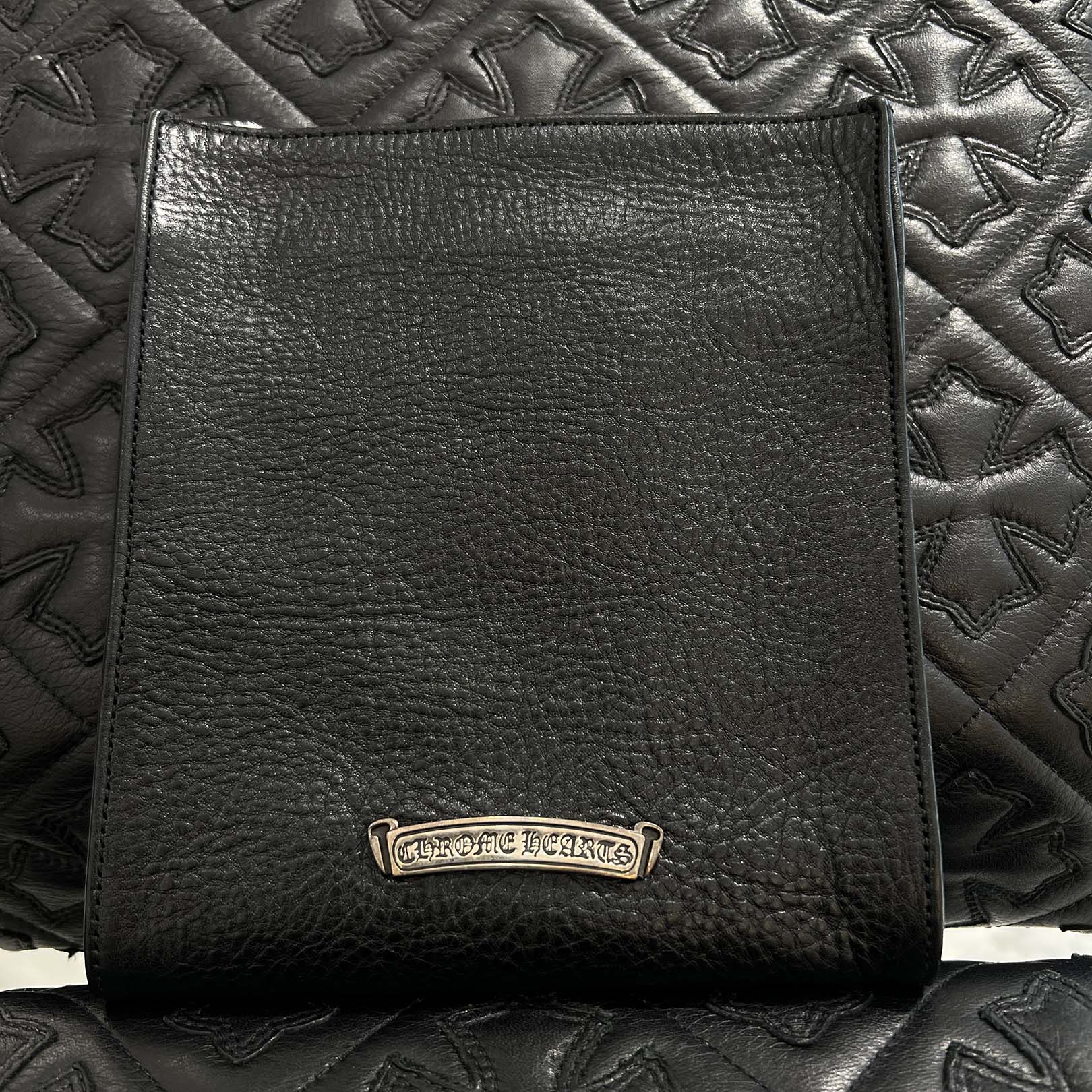 CHROME HEARTS Square Pocket 3 Cemetery Cross Leather Patch Shoulder Bag クロムハーツ スクエアポケット 3セメタリークロス レザーパッチ ショルダーバッグ