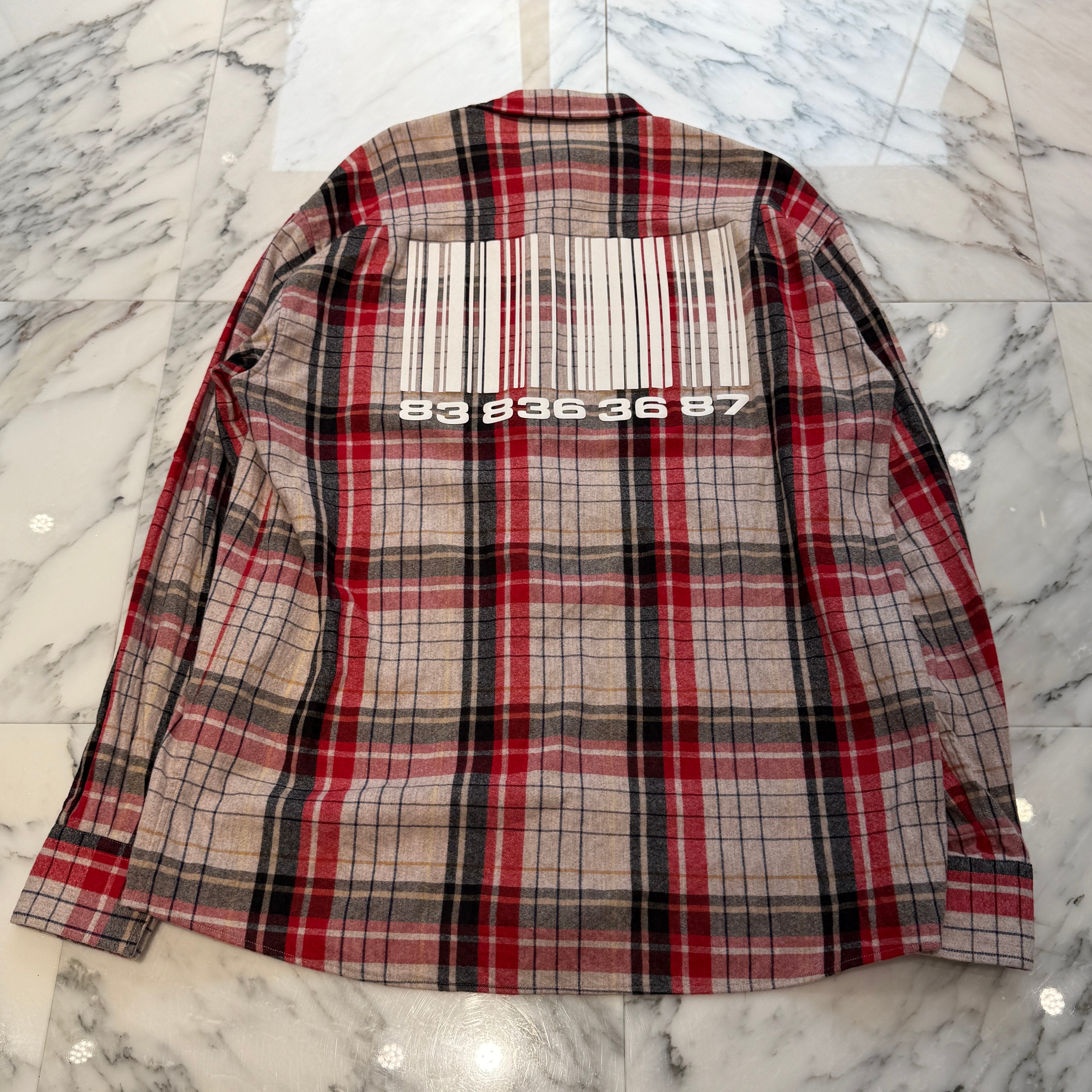 VETMENTS VTMNTS Big Barcode Flannel Check Shirt VL14SH750S Size M ヴェトモン ブイティーエムエヌティーエス ビッグバーコードフランネルチェック サイズM
