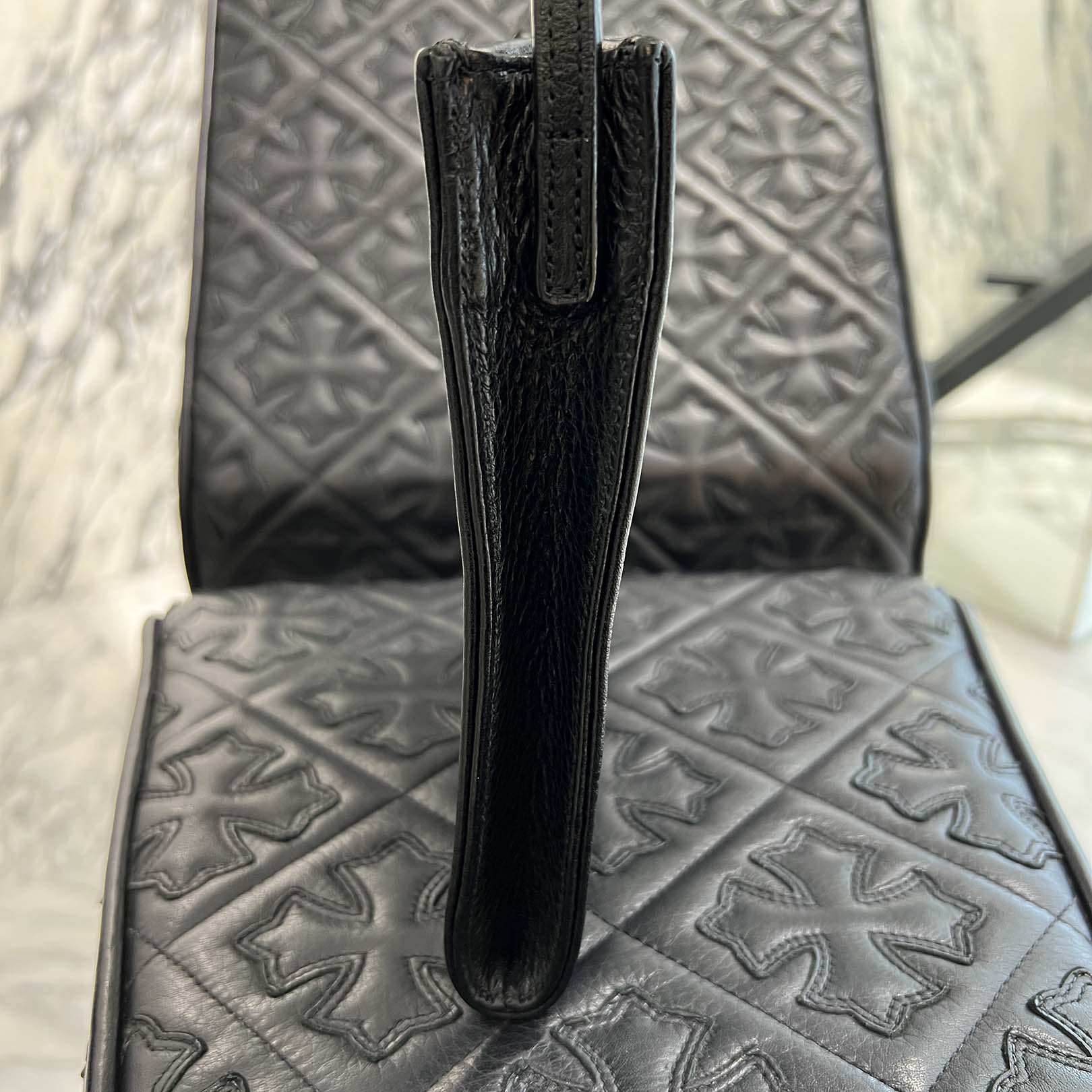 CHROME HEARTS Square Pocket 3 Cemetery Cross Leather Patch Shoulder Bag クロムハーツ スクエアポケット 3セメタリークロス レザーパッチ ショルダーバッグ