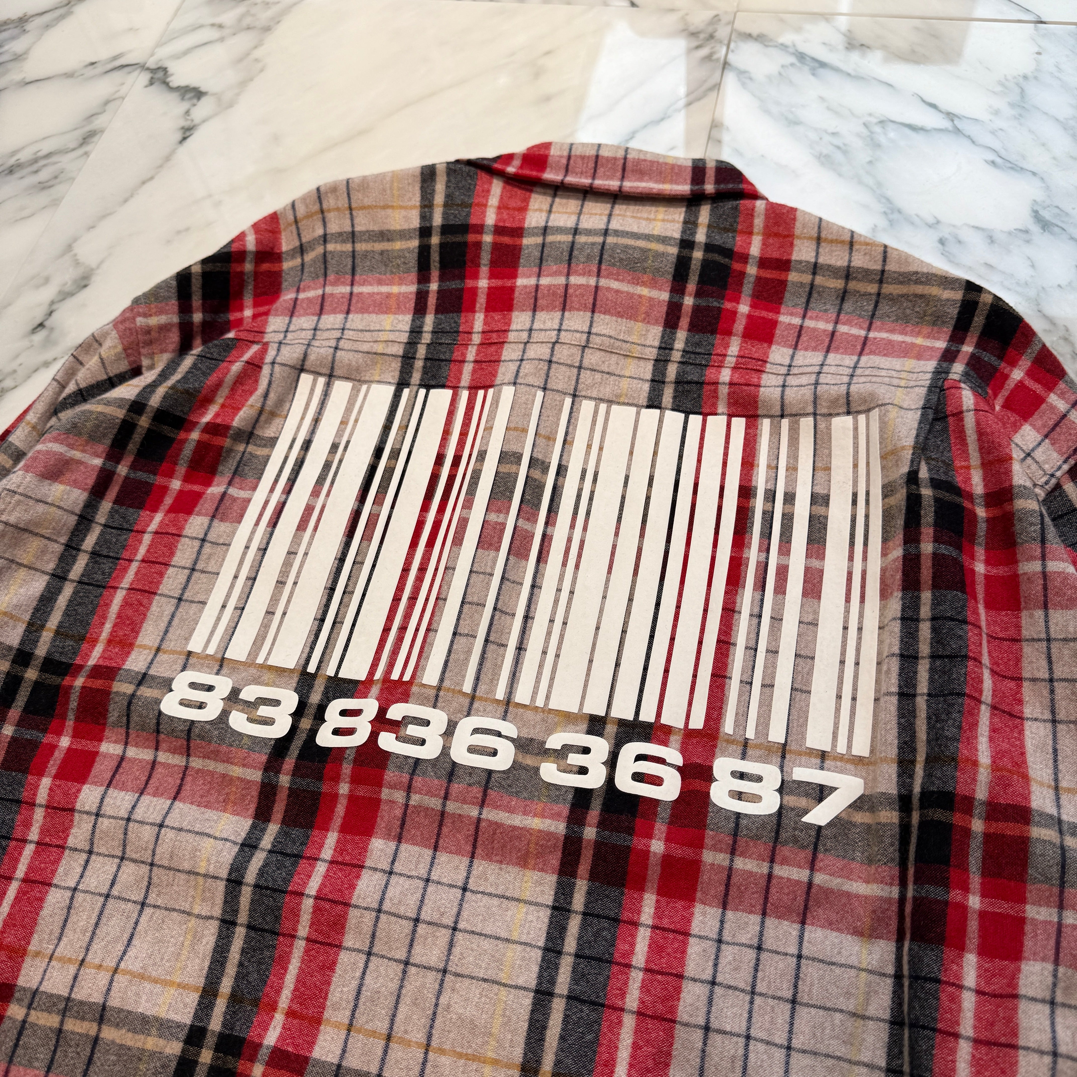 VETMENTS VTMNTS Big Barcode Flannel Check Shirt VL14SH750S Size M ヴェトモン ブイティーエムエヌティーエス ビッグバーコードフランネルチェック サイズM