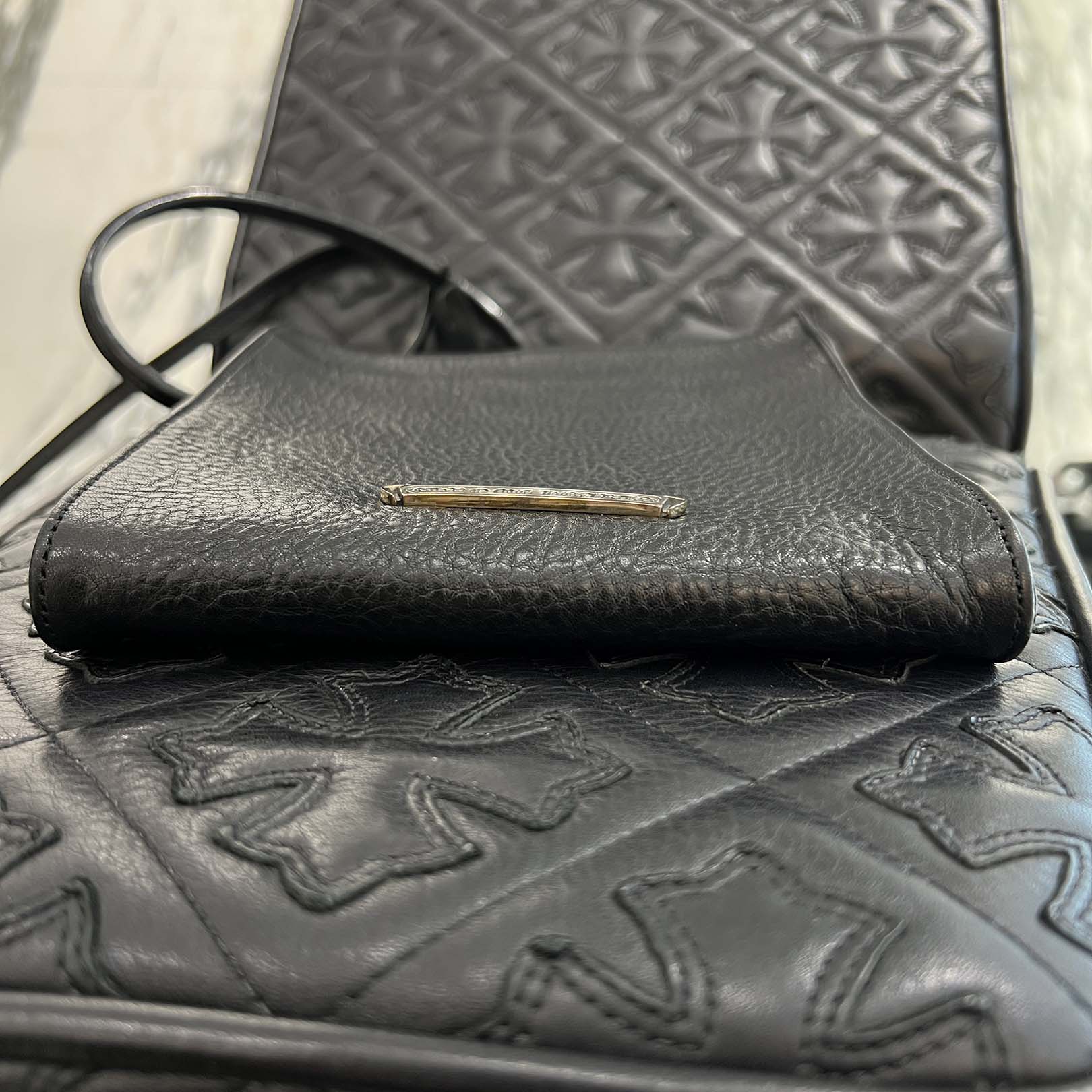 CHROME HEARTS Square Pocket 3 Cemetery Cross Leather Patch Shoulder Bag クロムハーツ スクエアポケット 3セメタリークロス レザーパッチ ショルダーバッグ