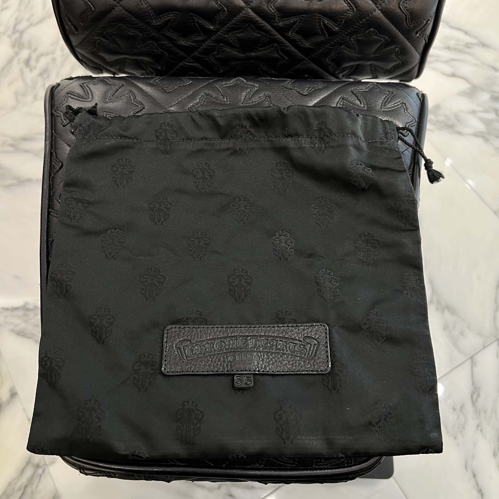 CHROME HEARTS Square Pocket 3 Cemetery Cross Leather Patch Shoulder Bag クロムハーツ スクエアポケット 3セメタリークロス レザーパッチ ショルダーバッグ