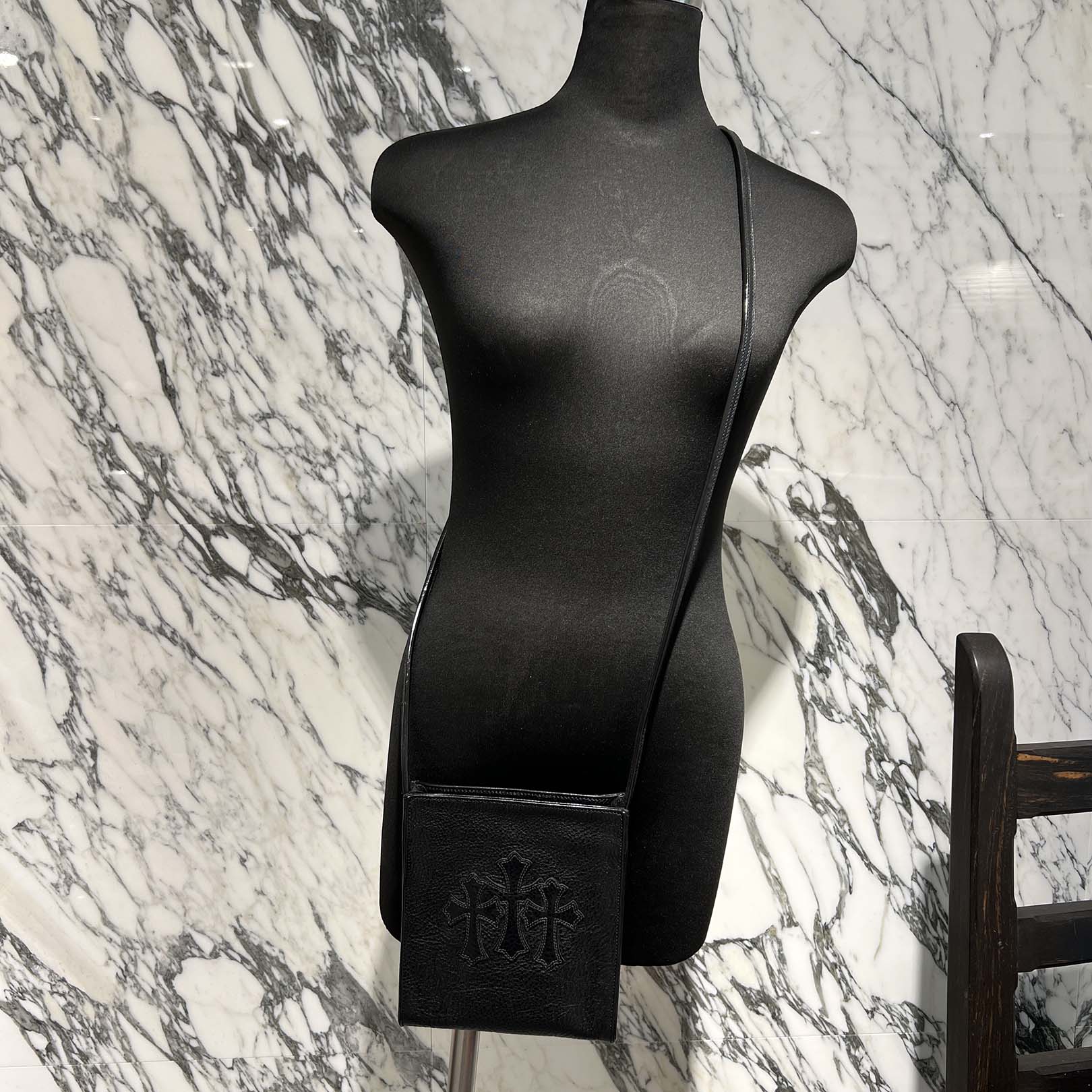 CHROME HEARTS Square Pocket 3 Cemetery Cross Leather Patch CHROME HEARTS Square Pocket 3 Cemetery Cross Leather Patch