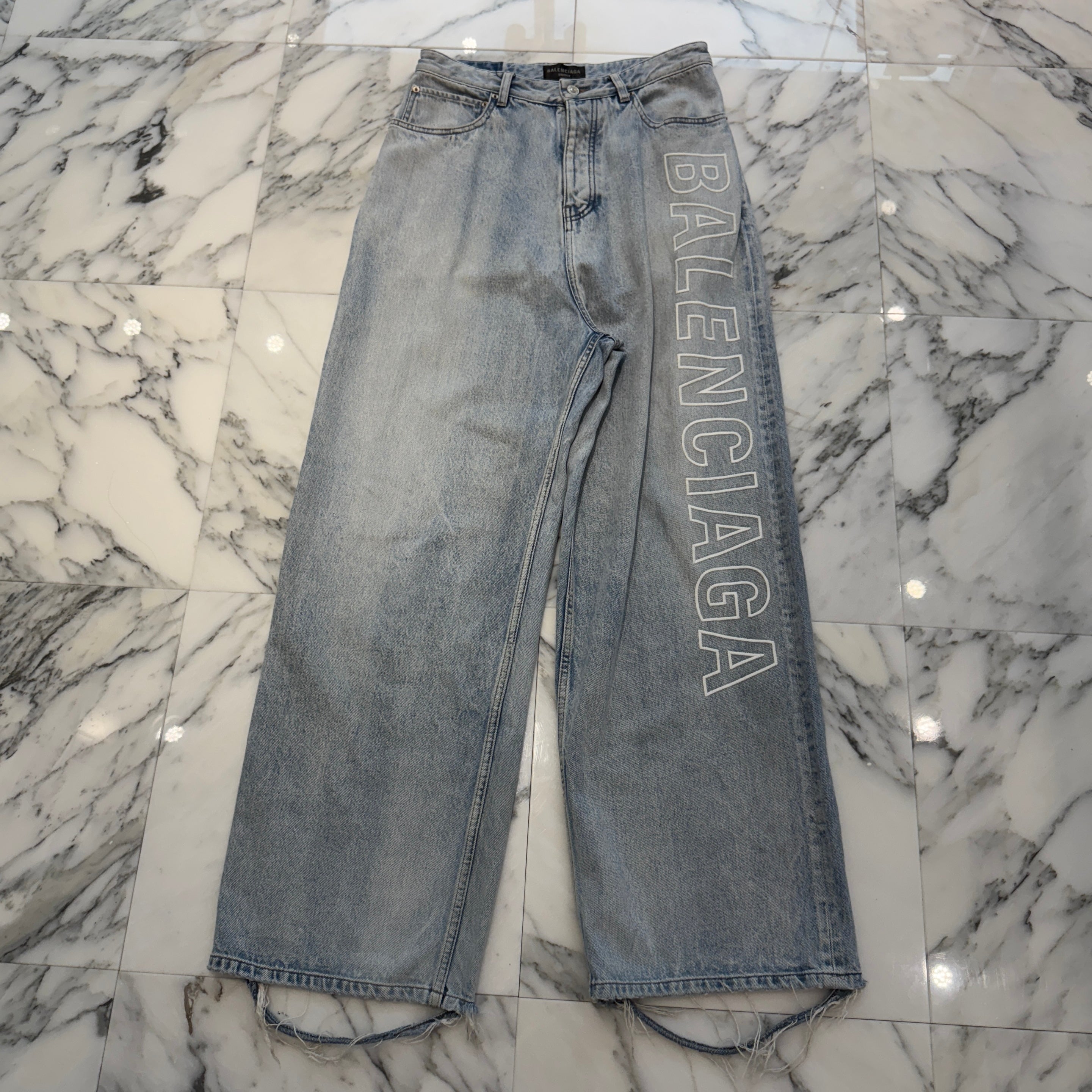 BALENCIAGA 2024SS Outline Twill Baggy Denim Pants 767981 TDW14 Size XS バレンシアガ アウトライン ツイル バギーデニムパンツ サイズXS