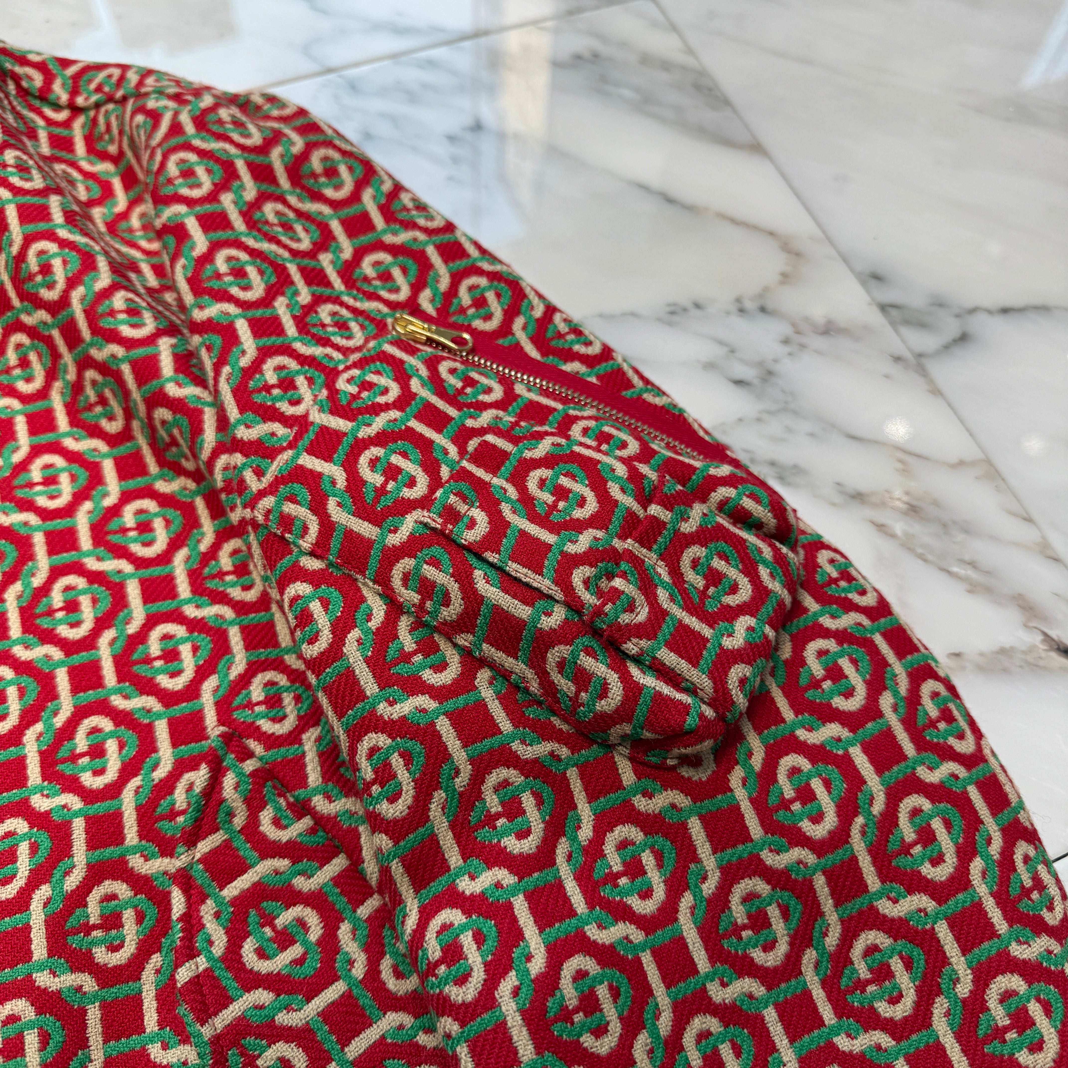 Casablanca Wool Monogram Jacquard Zip Bomber Jacket JK-036 Size L カサブランカ ウール モノグラム ジャカード ジップ ボンバージャケット サイズL