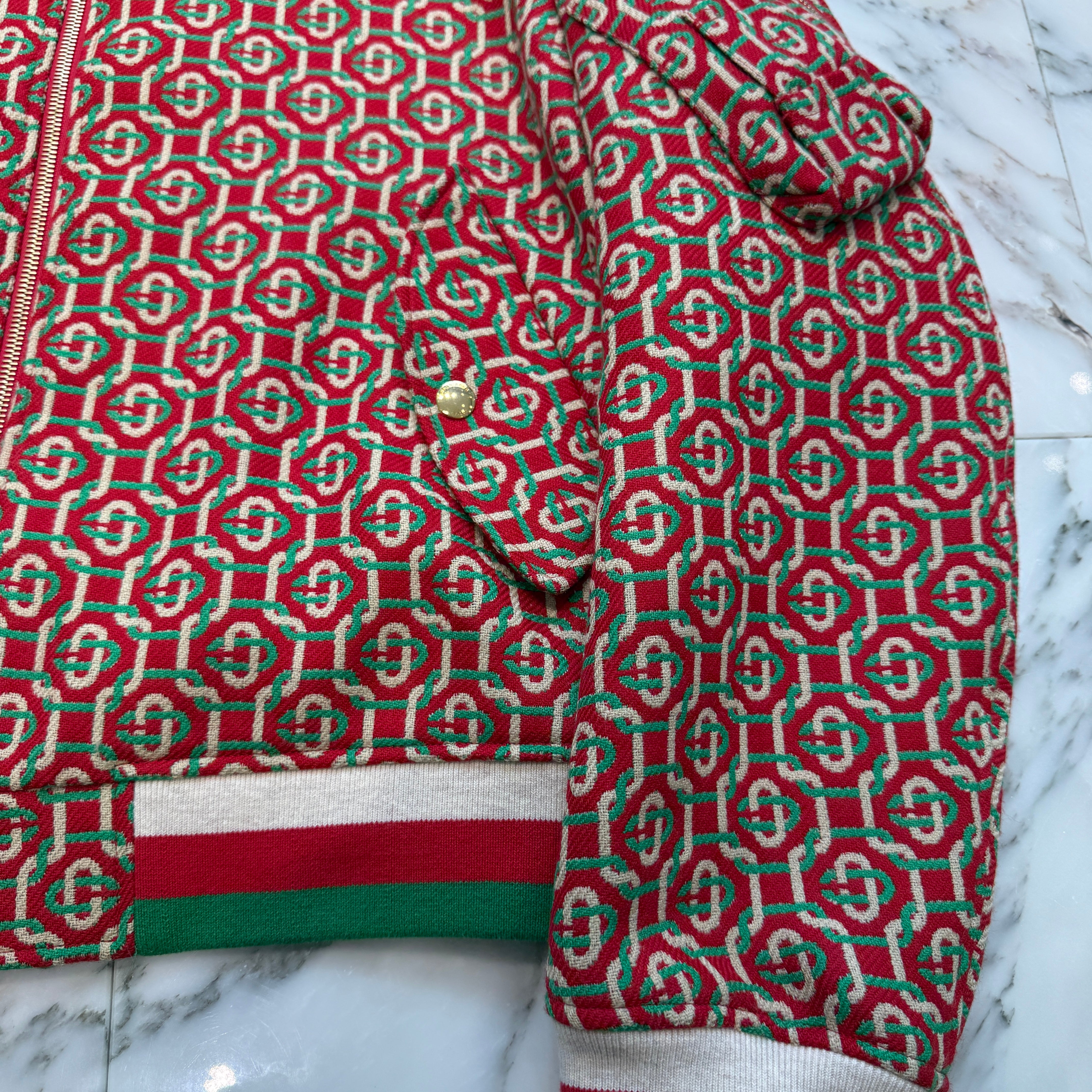 Casablanca Wool Monogram Jacquard Zip Bomber Jacket JK-036 Size L カサブランカ ウール モノグラム ジャカード ジップ ボンバージャケット サイズL