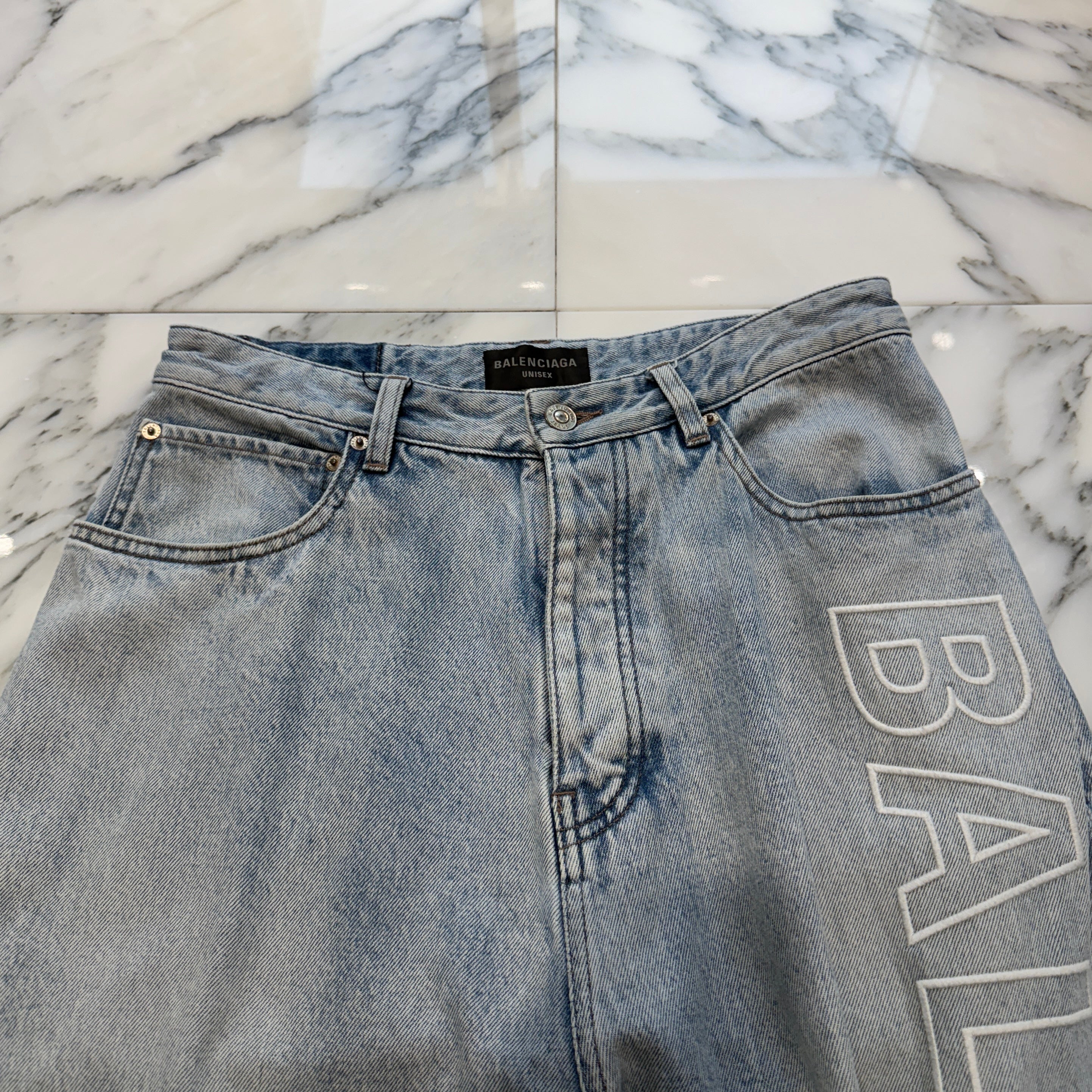 BALENCIAGA 2024SS Outline Twill Baggy Denim Pants 767981 TDW14 Size XS バレンシアガ アウトライン ツイル バギーデニムパンツ サイズXS