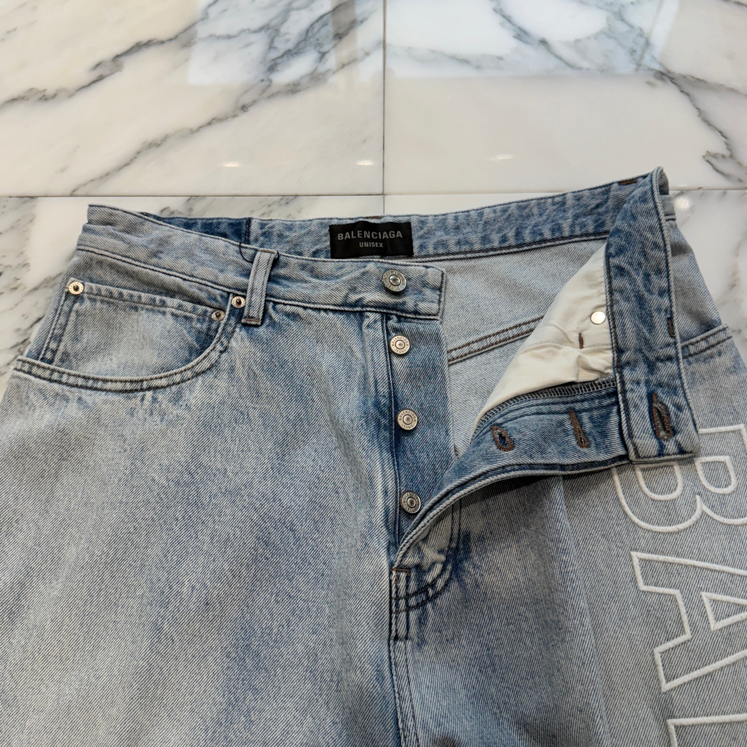 BALENCIAGA 2024SS Outline Twill Baggy Denim Pants 767981 TDW14 Size XS バレンシアガ アウトライン ツイル バギーデニムパンツ サイズXS