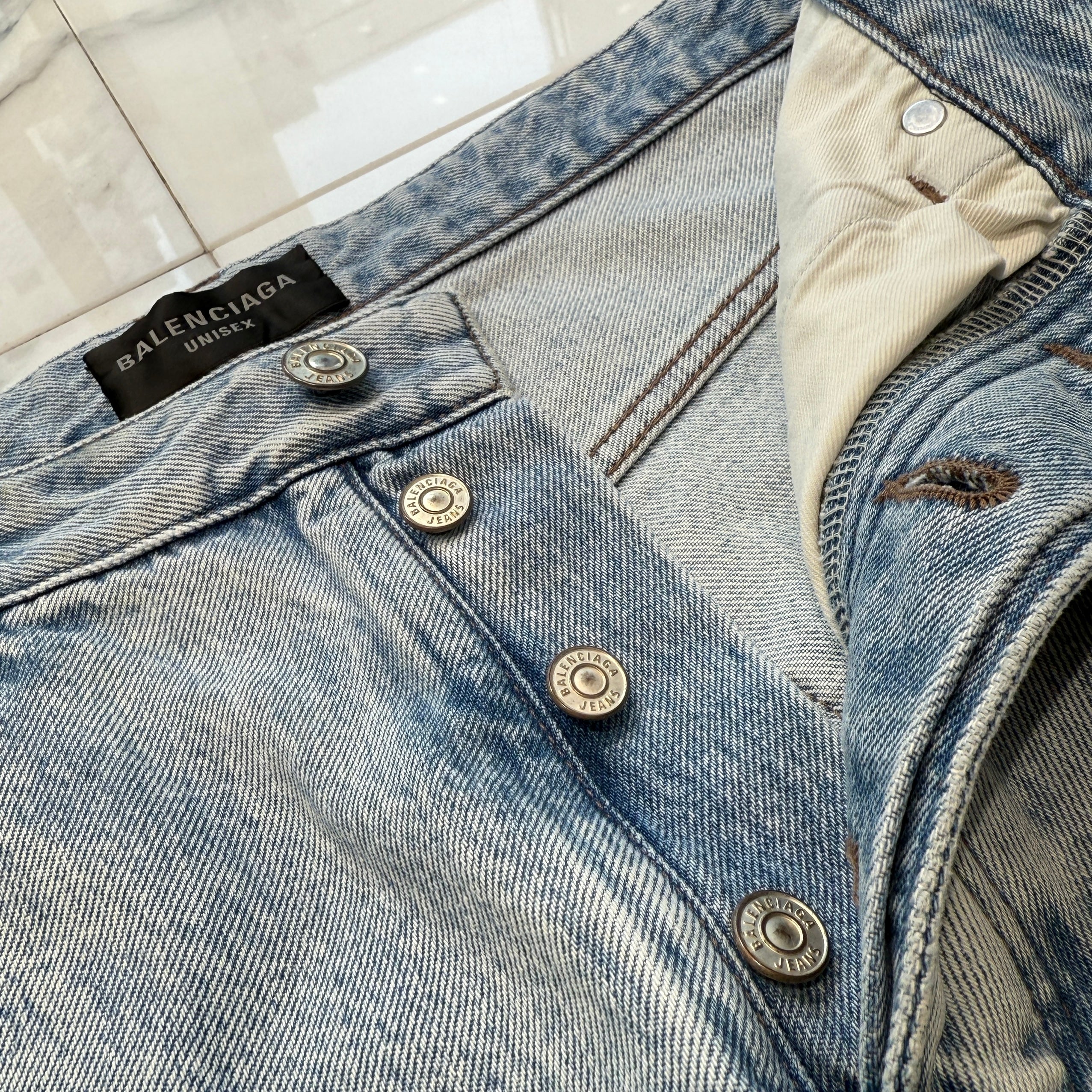 BALENCIAGA 2024SS Outline Twill Baggy Denim Pants 767981 TDW14 Size XS バレンシアガ アウトライン ツイル バギーデニムパンツ サイズXS