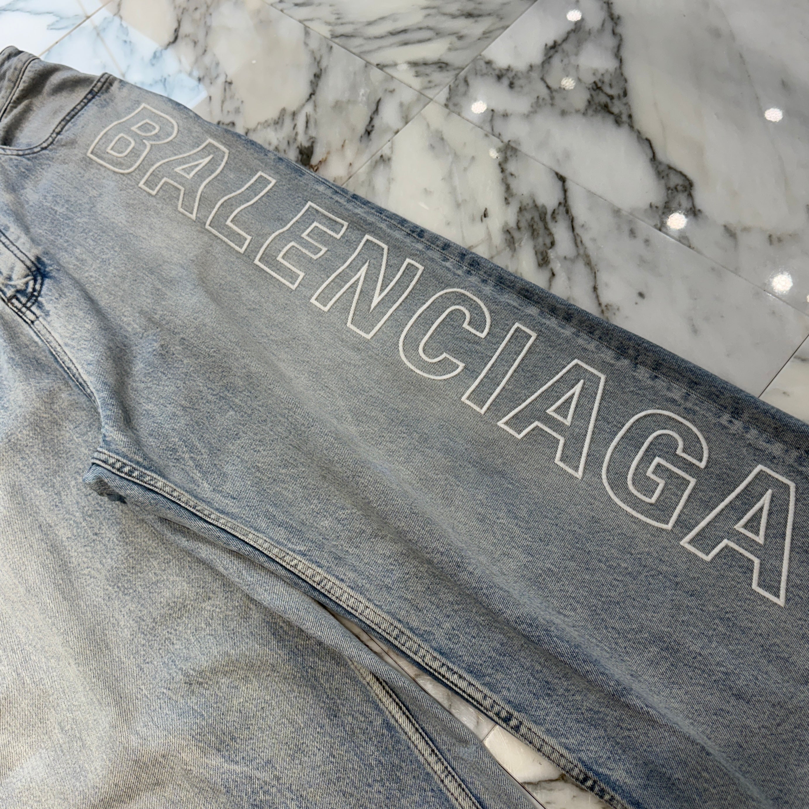 BALENCIAGA 2024SS Outline Twill Baggy Denim Pants 767981 TDW14 Size XS バレンシアガ アウトライン ツイル バギーデニムパンツ サイズXS