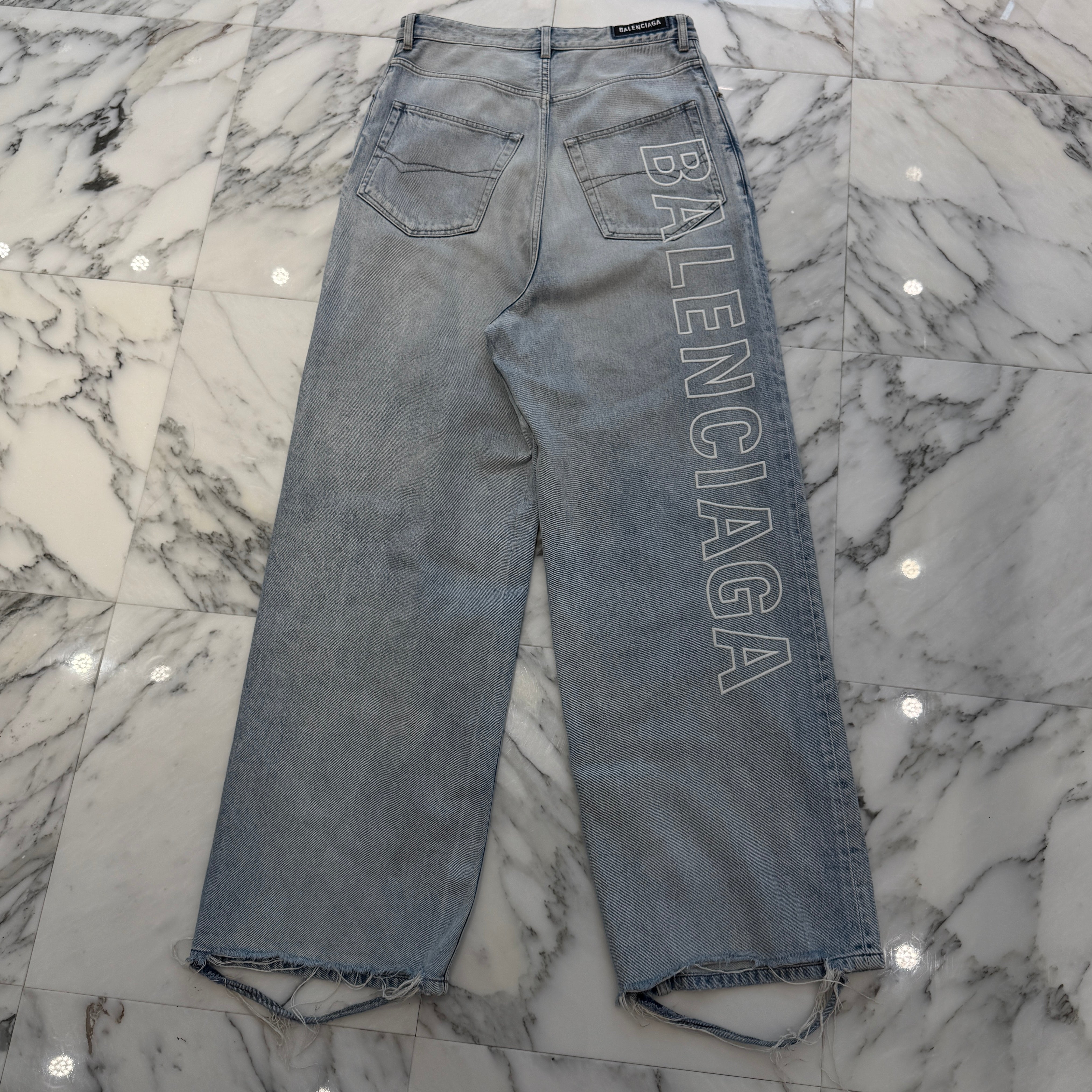 BALENCIAGA 2024SS Outline Twill Baggy Denim Pants 767981 TDW14 Size XS バレンシアガ アウトライン ツイル バギーデニムパンツ サイズXS