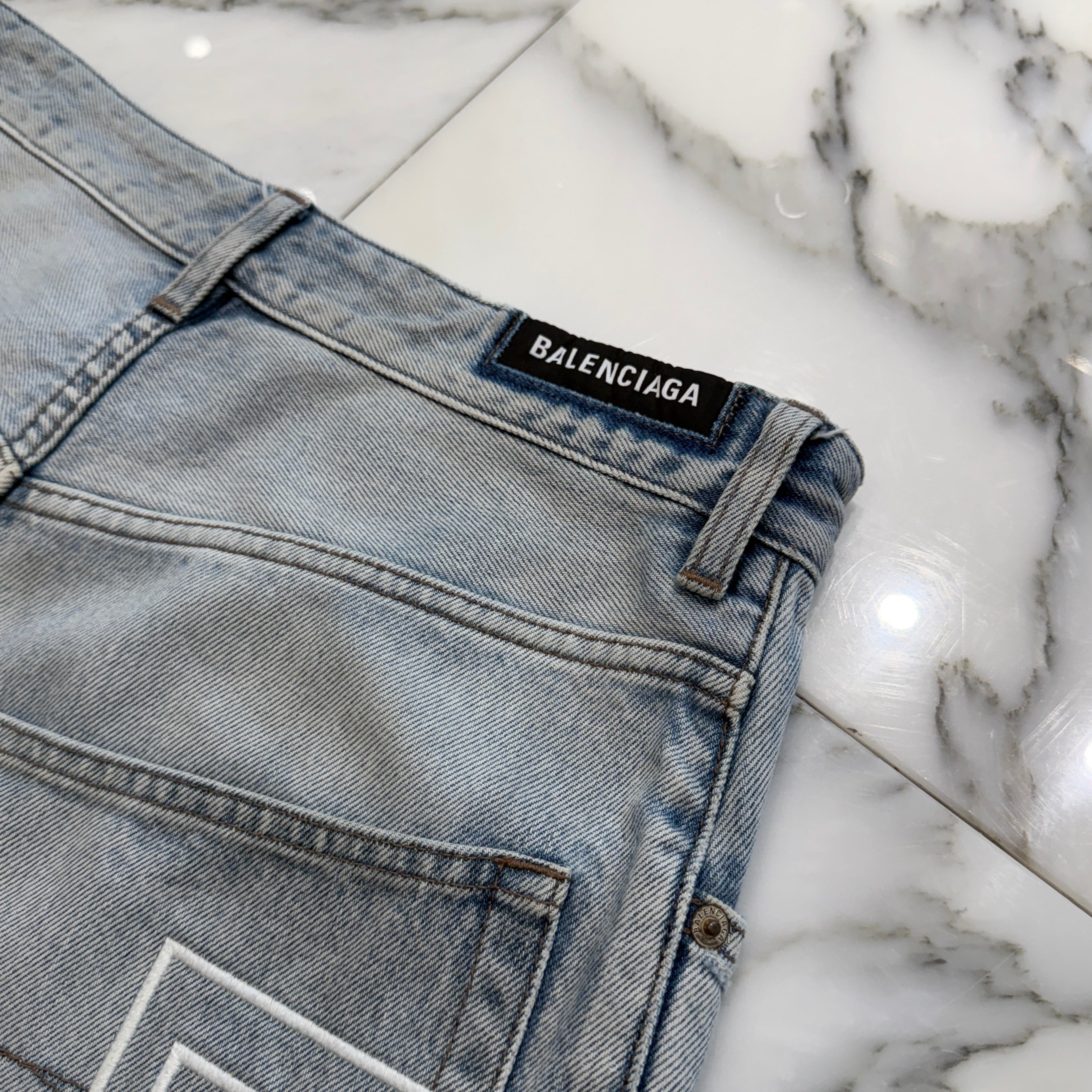 BALENCIAGA 2024SS Outline Twill Baggy Denim Pants 767981 TDW14 Size XS バレンシアガ アウトライン ツイル バギーデニムパンツ サイズXS