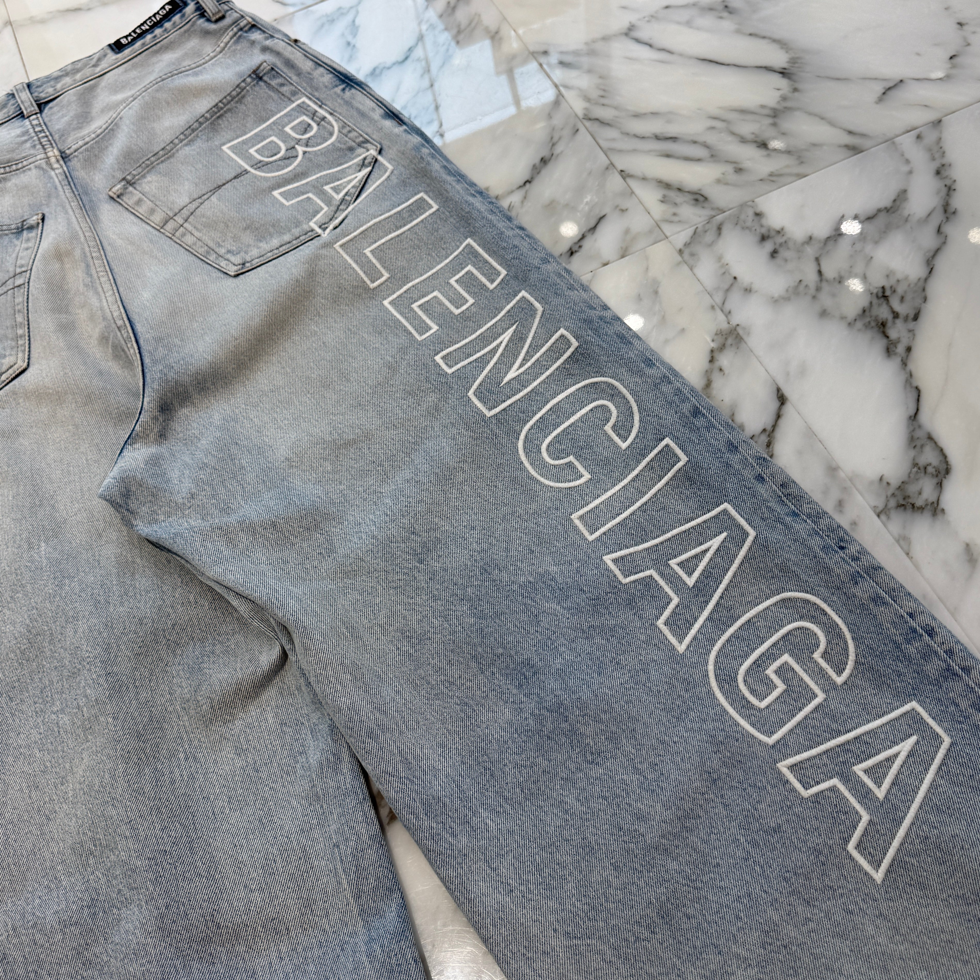 BALENCIAGA 2024SS Outline Twill Baggy Denim Pants 767981 TDW14 Size XS バレンシアガ アウトライン ツイル バギーデニムパンツ サイズXS