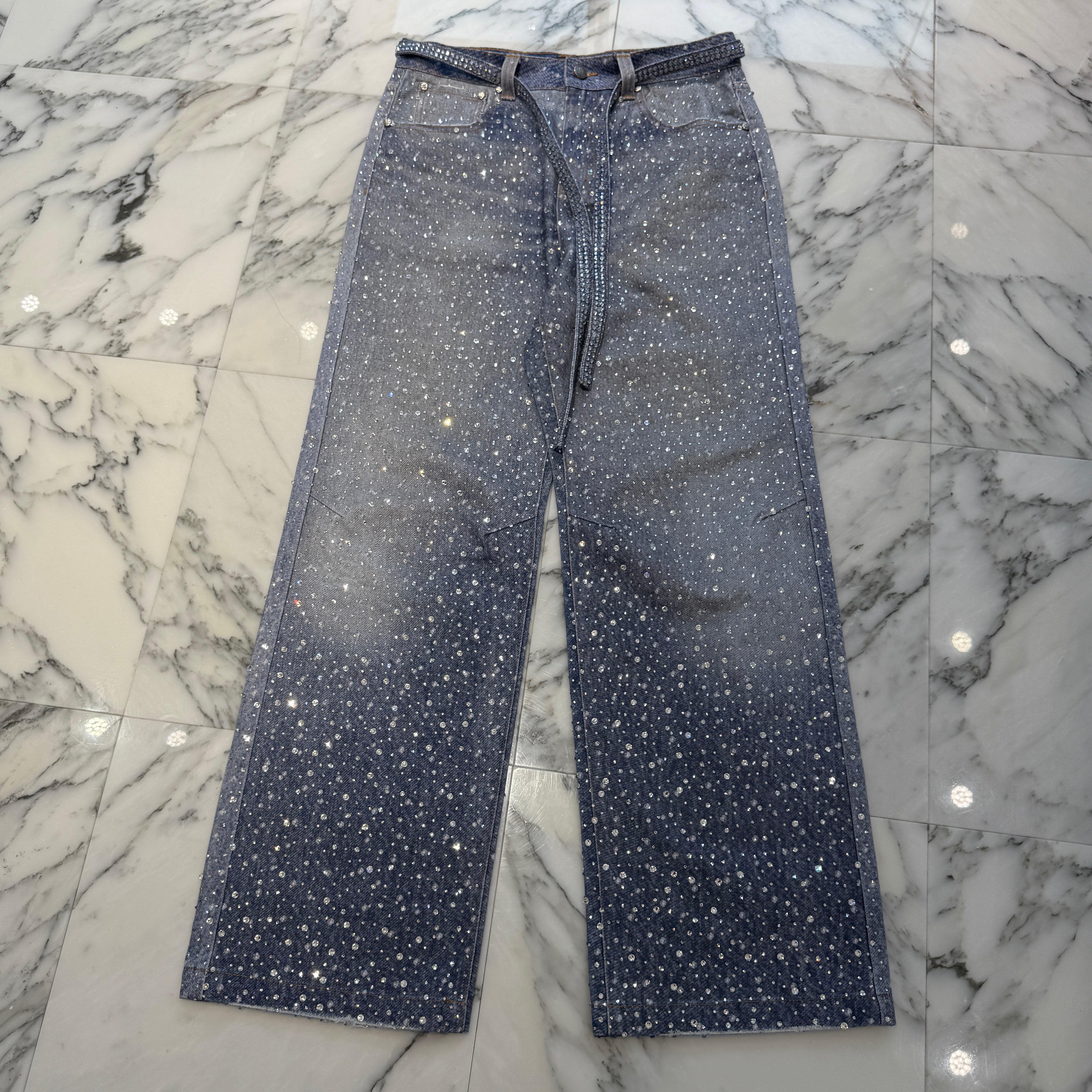 Birth Of Royal Child Rhinestone Straight Denim Pants Size M バース・オブ・ロイヤル・チャイルド ラインストーン ストレートデニムパンツ サイズM