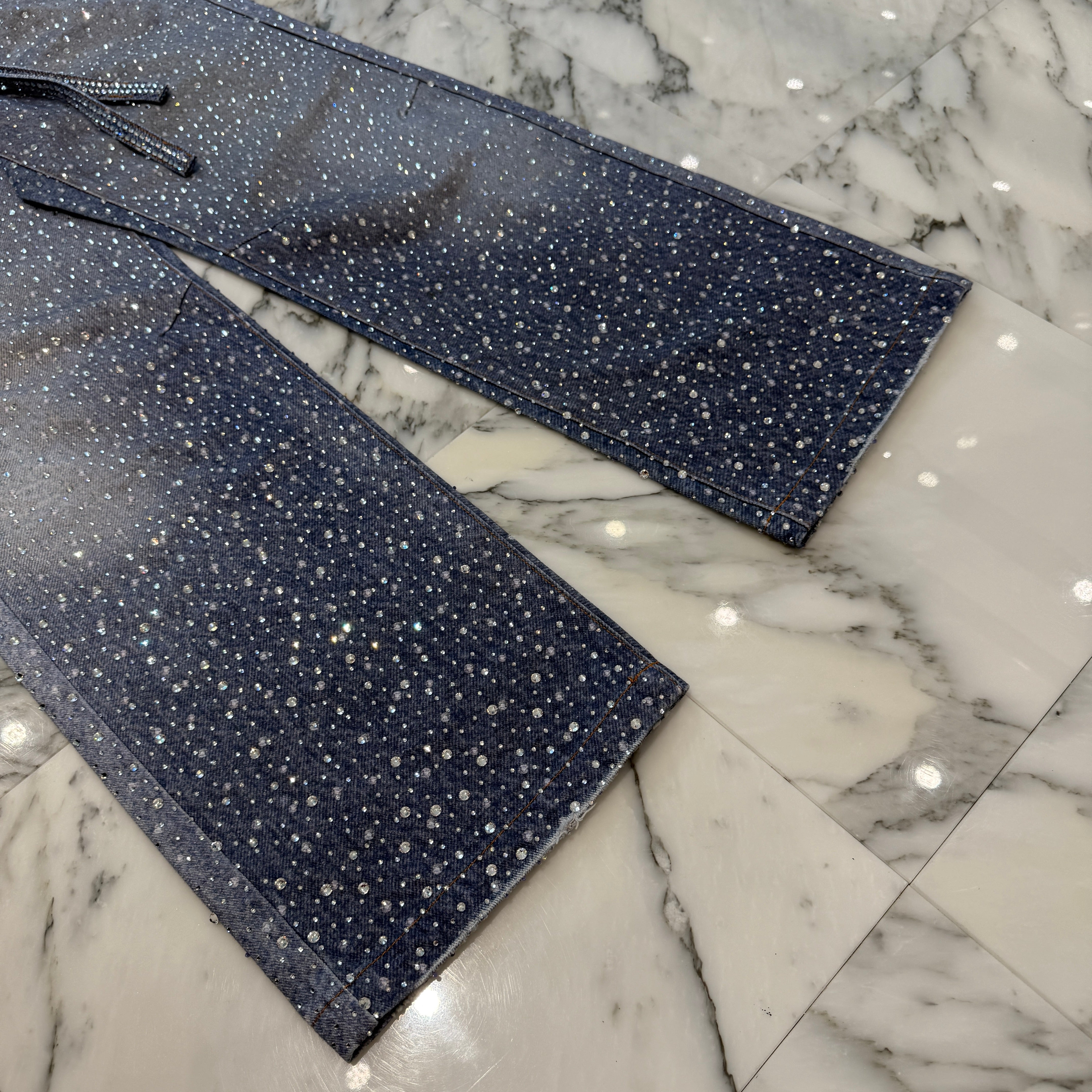 Birth Of Royal Child Rhinestone Straight Denim Pants Size M バース・オブ・ロイヤル・チャイルド ラインストーン ストレートデニムパンツ サイズM