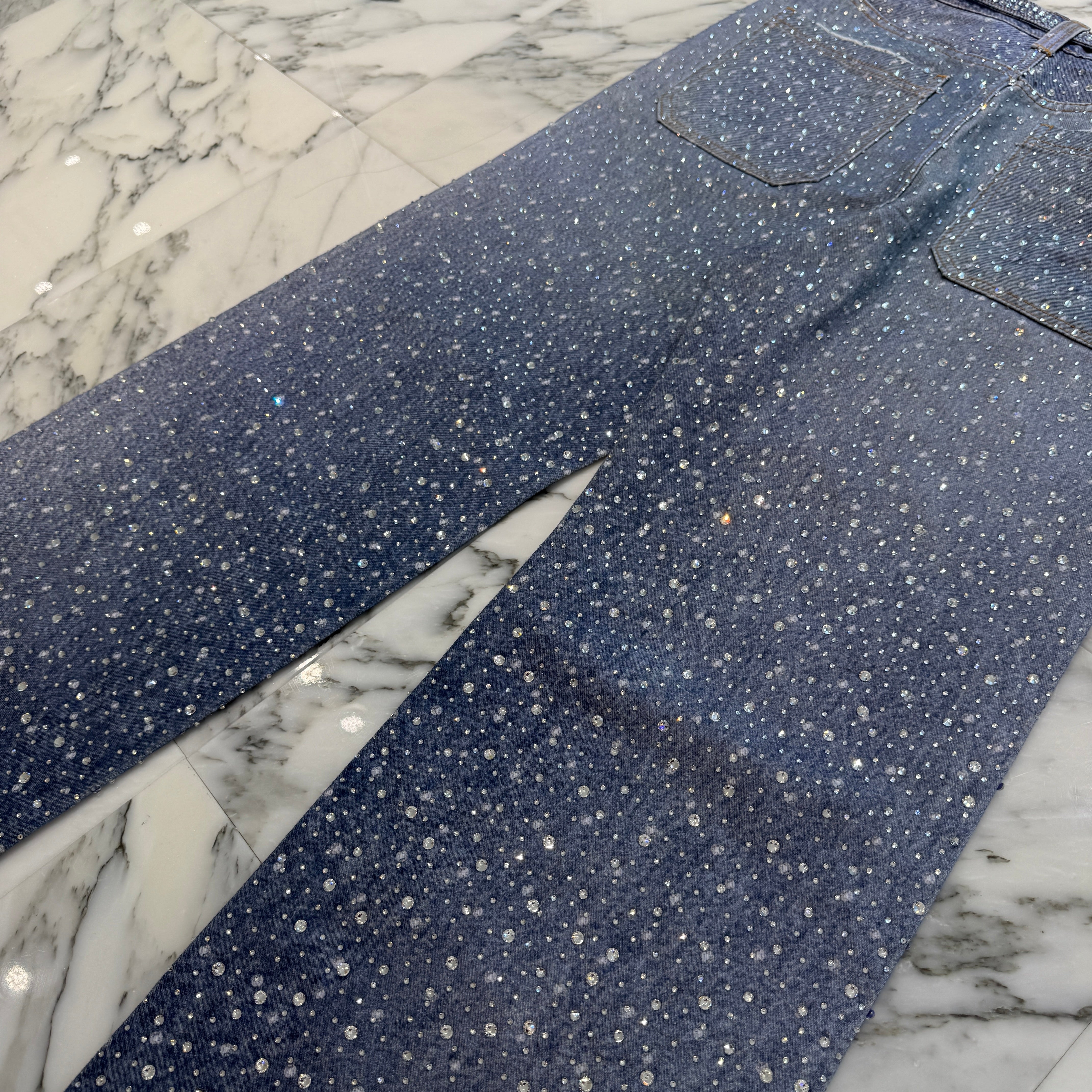 Birth Of Royal Child Rhinestone Straight Denim Pants Size M バース・オブ・ロイヤル・チャイルド ラインストーン ストレートデニムパンツ サイズM