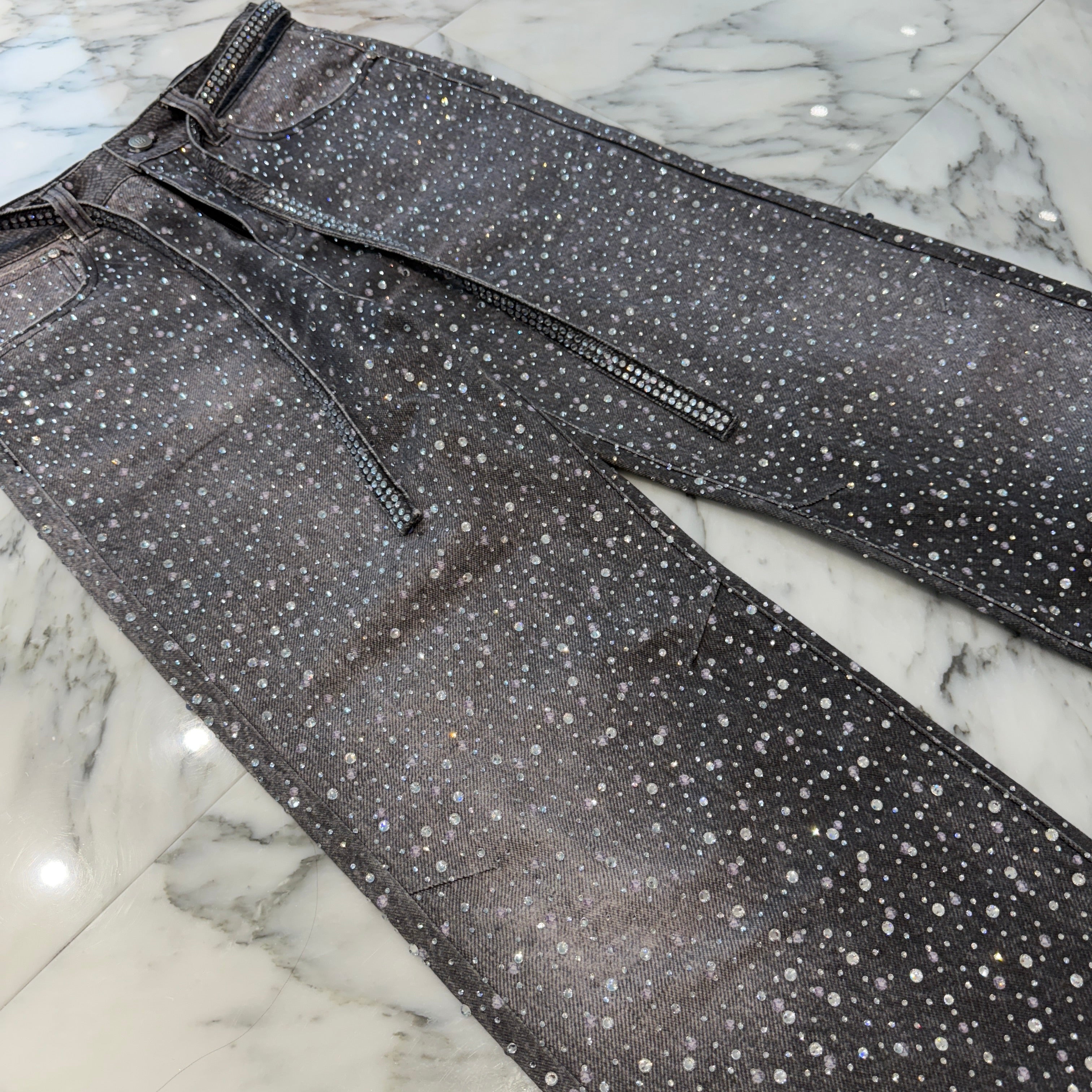 Birth Of Royal Child Rhinestone Straight Denim Pants Size M バース・オブ・ロイヤル・チャイルド ラインストーン ストレートデニムパンツ サイズM