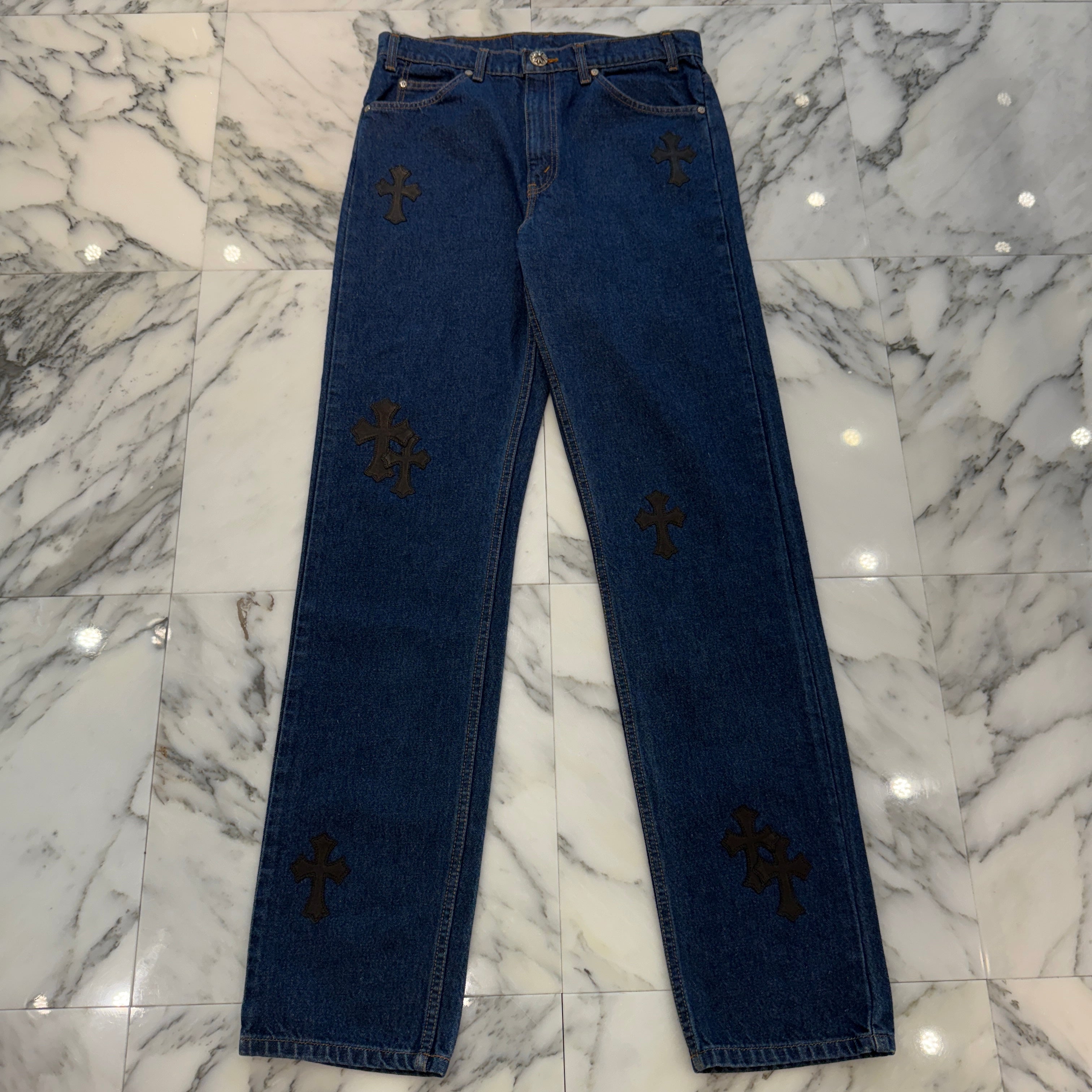 CHROME HEARTS × Levi's 505 VNTG Cross Leather Patch Denim Pants Size 33 クロムハーツ × リーバイス 505 ヴィンテージ クロスレザーパッチ デニムパンツ サイズ33