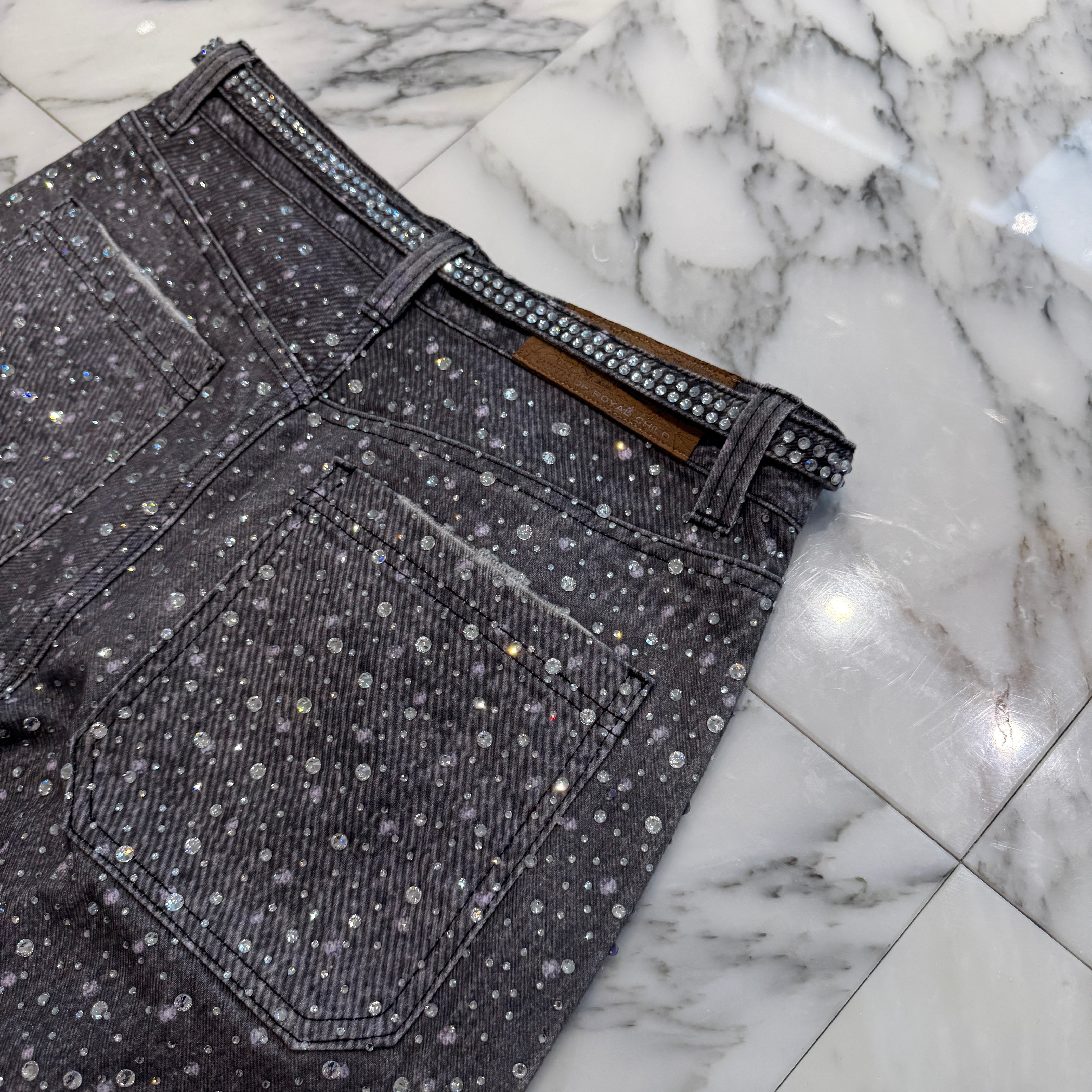 Birth Of Royal Child Rhinestone Straight Denim Pants Size M バース・オブ・ロイヤル・チャイルド ラインストーン ストレートデニムパンツ サイズM