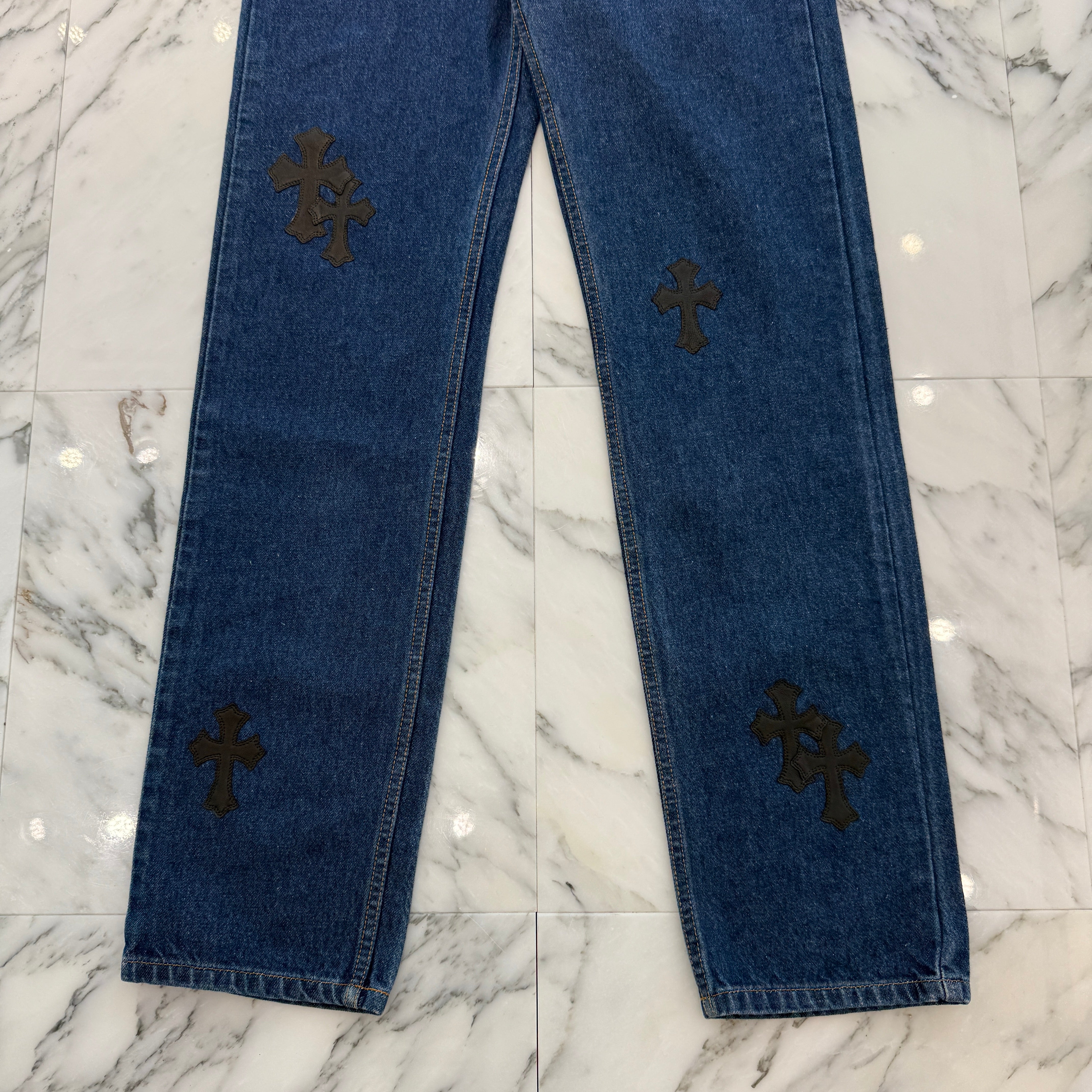 CHROME HEARTS × Levi's 505 VNTG Cross Leather Patch Denim Pants Size 33 クロムハーツ × リーバイス 505 ヴィンテージ クロスレザーパッチ デニムパンツ サイズ33