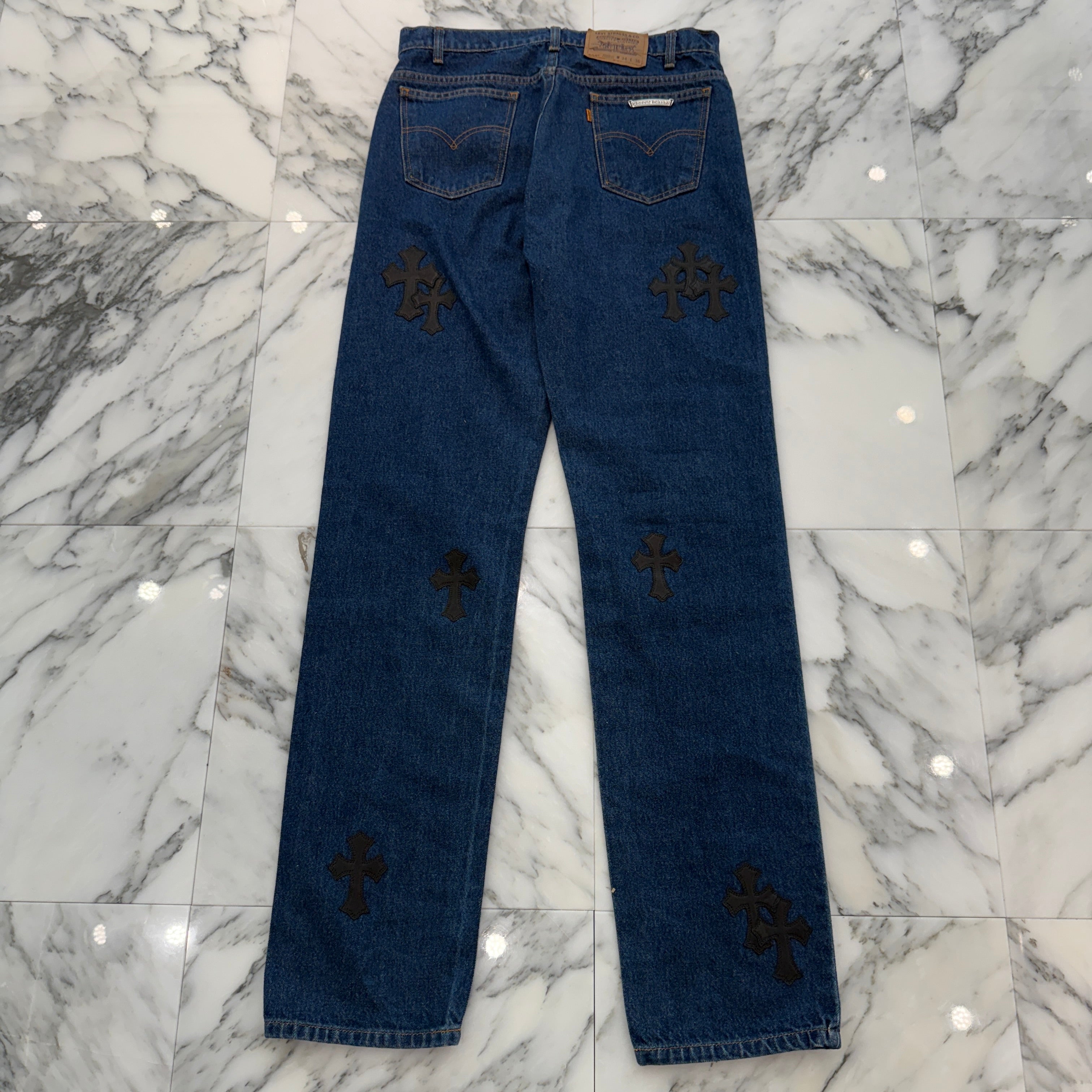 CHROME HEARTS × Levi's 505 VNTG Cross Leather Patch Denim Pants Size 33 クロムハーツ × リーバイス 505 ヴィンテージ クロスレザーパッチ デニムパンツ サイズ33