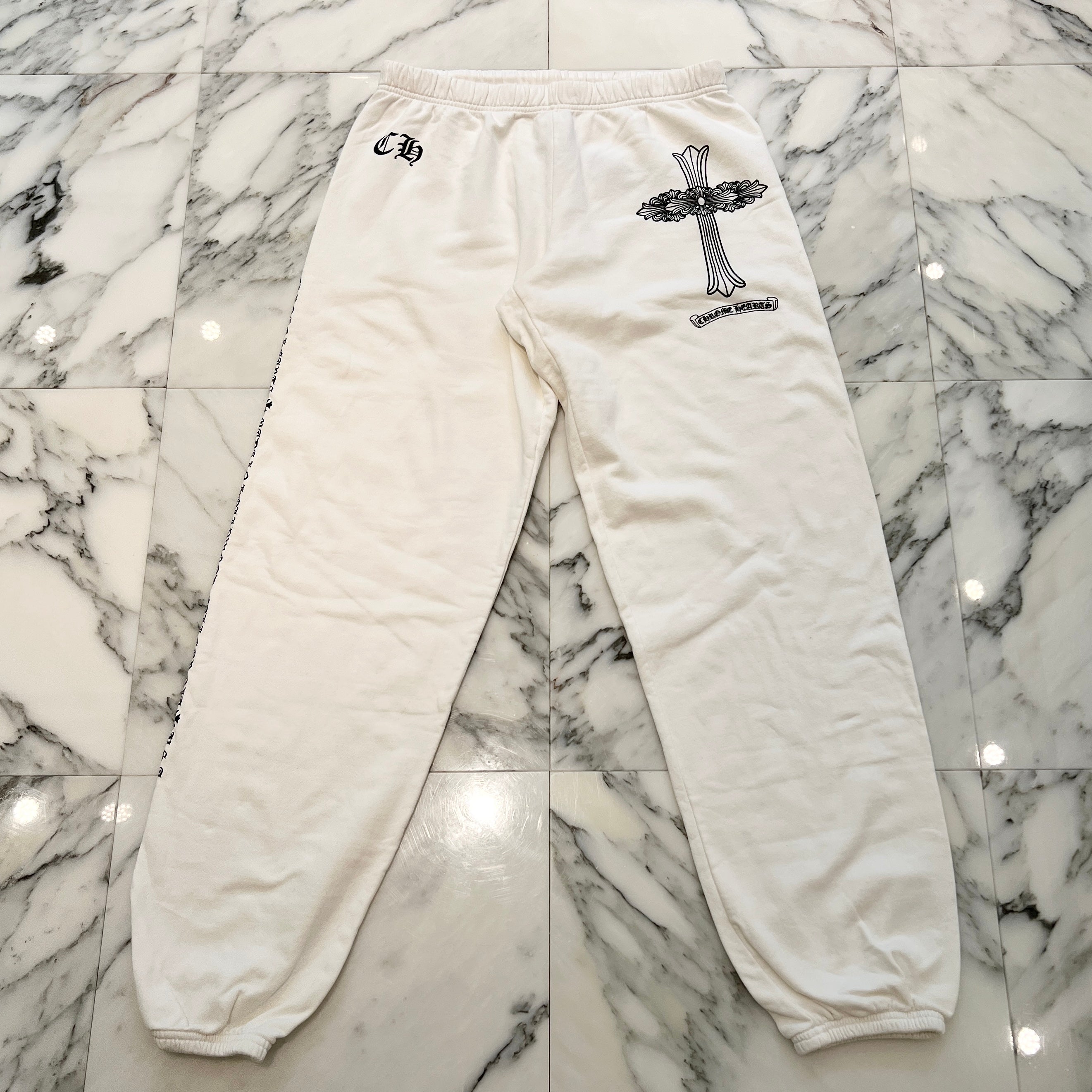 CHROME HEARTS CH Cross Logo Print Sweat Long Pants Size L クロム
