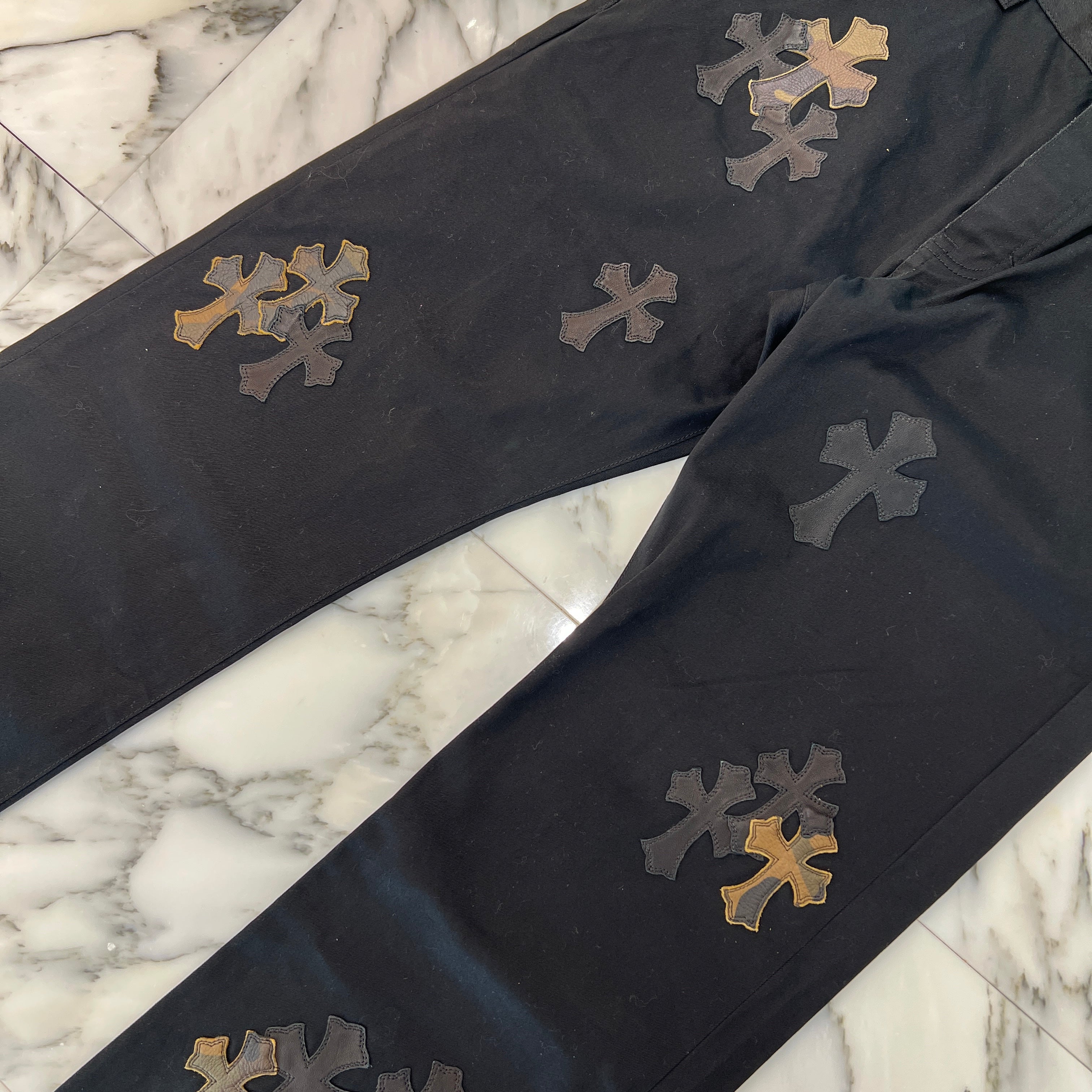 CHROME HEARTS Cemetery Cross Patch Cotton Chino Pants Size 36 クロムハーツ セメタリー クロスパッチ コットン チノパンツ ブラック サイズ36