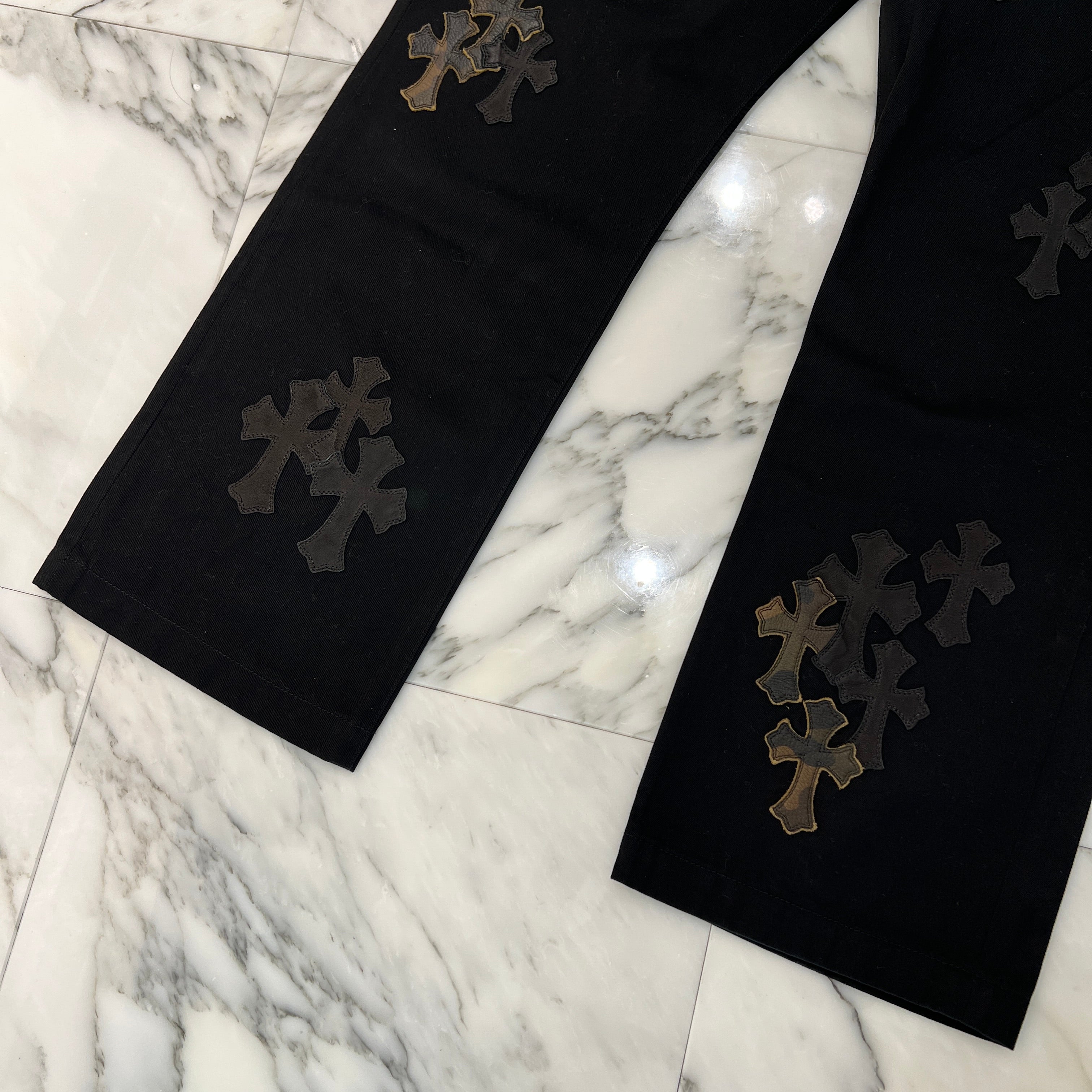 CHROME HEARTS Cemetery Cross Patch Cotton Chino Pants Size 36 クロムハーツ セメタリー クロスパッチ コットン チノパンツ ブラック サイズ36