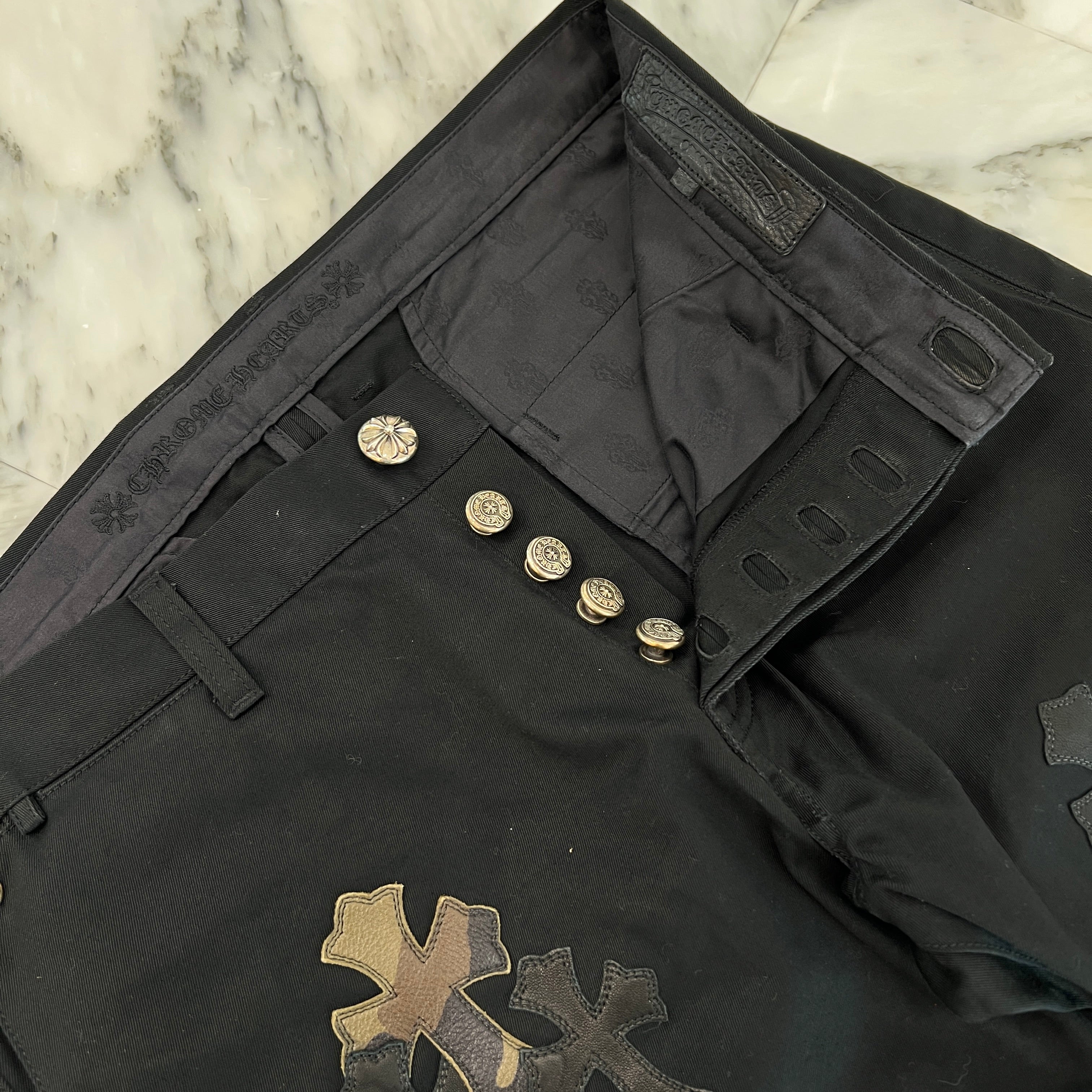 CHROME HEARTS Cemetery Cross Patch Cotton Chino Pants Size 36 クロムハーツ セメタリー クロスパッチ コットン チノパンツ ブラック サイズ36