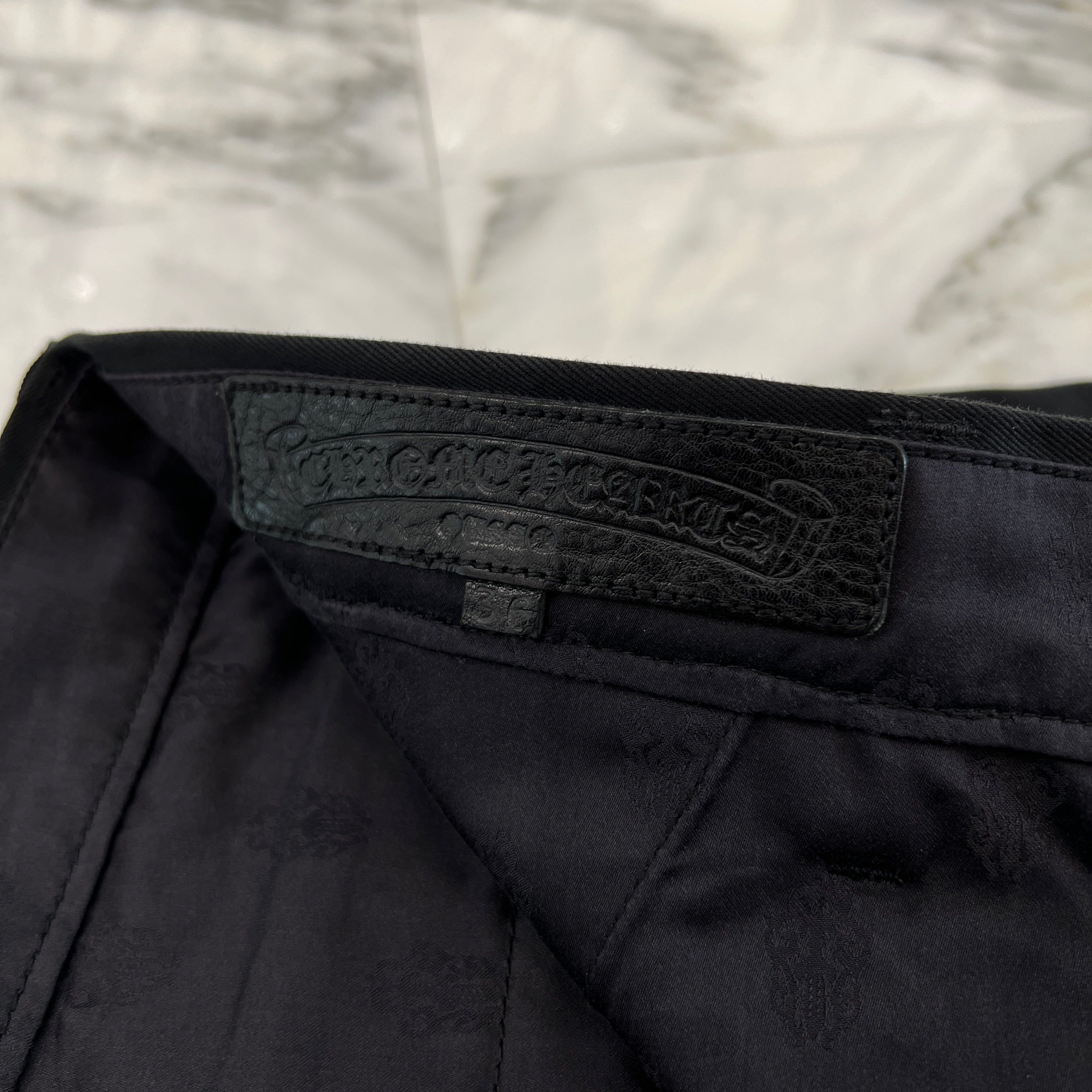 CHROME HEARTS Cemetery Cross Patch Cotton Chino Pants Size 36 クロムハーツ セメタリー クロスパッチ コットン チノパンツ ブラック サイズ36