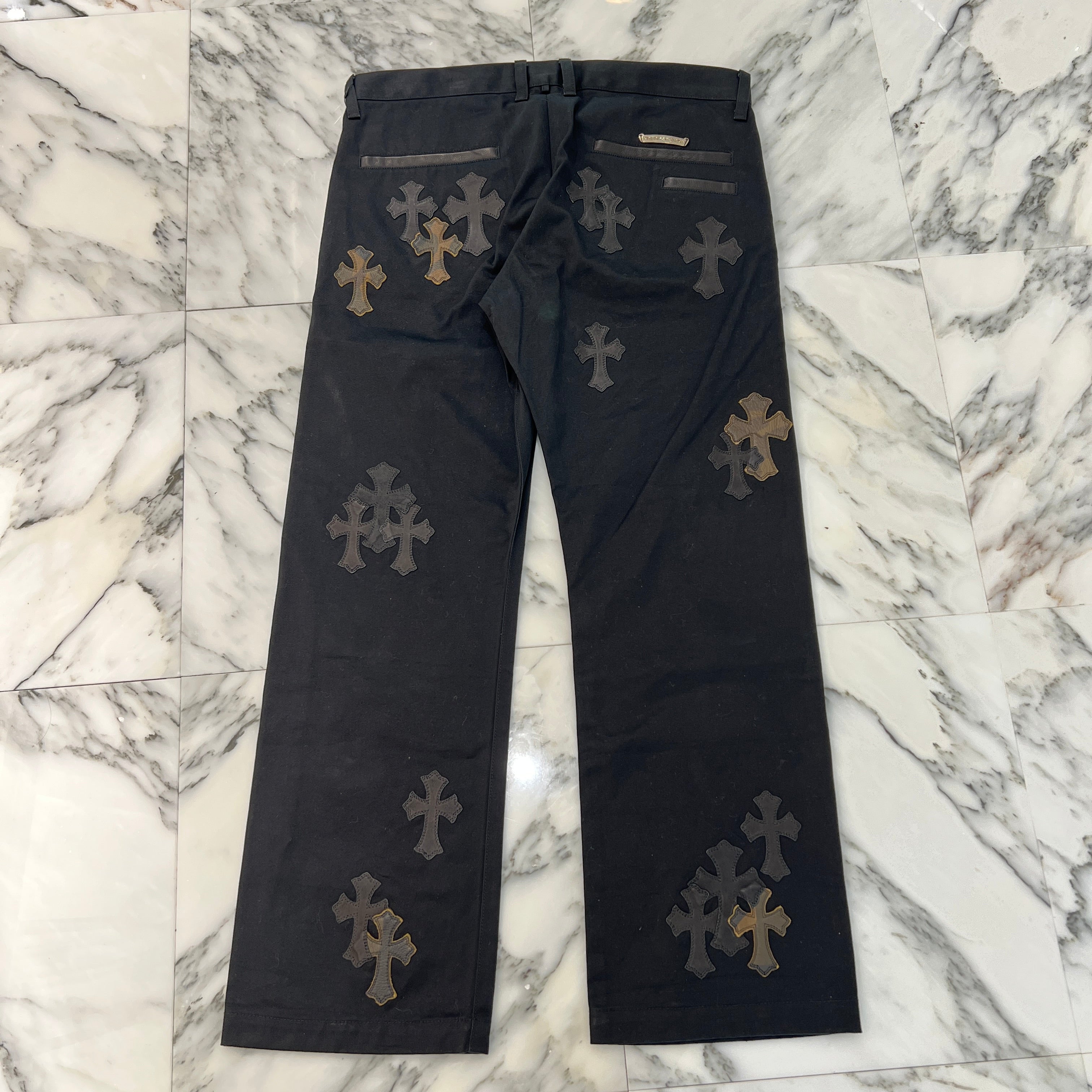 CHROME HEARTS Cemetery Cross Patch Cotton Chino Pants Size 36 クロムハーツ セメタリー クロスパッチ コットン チノパンツ ブラック サイズ36