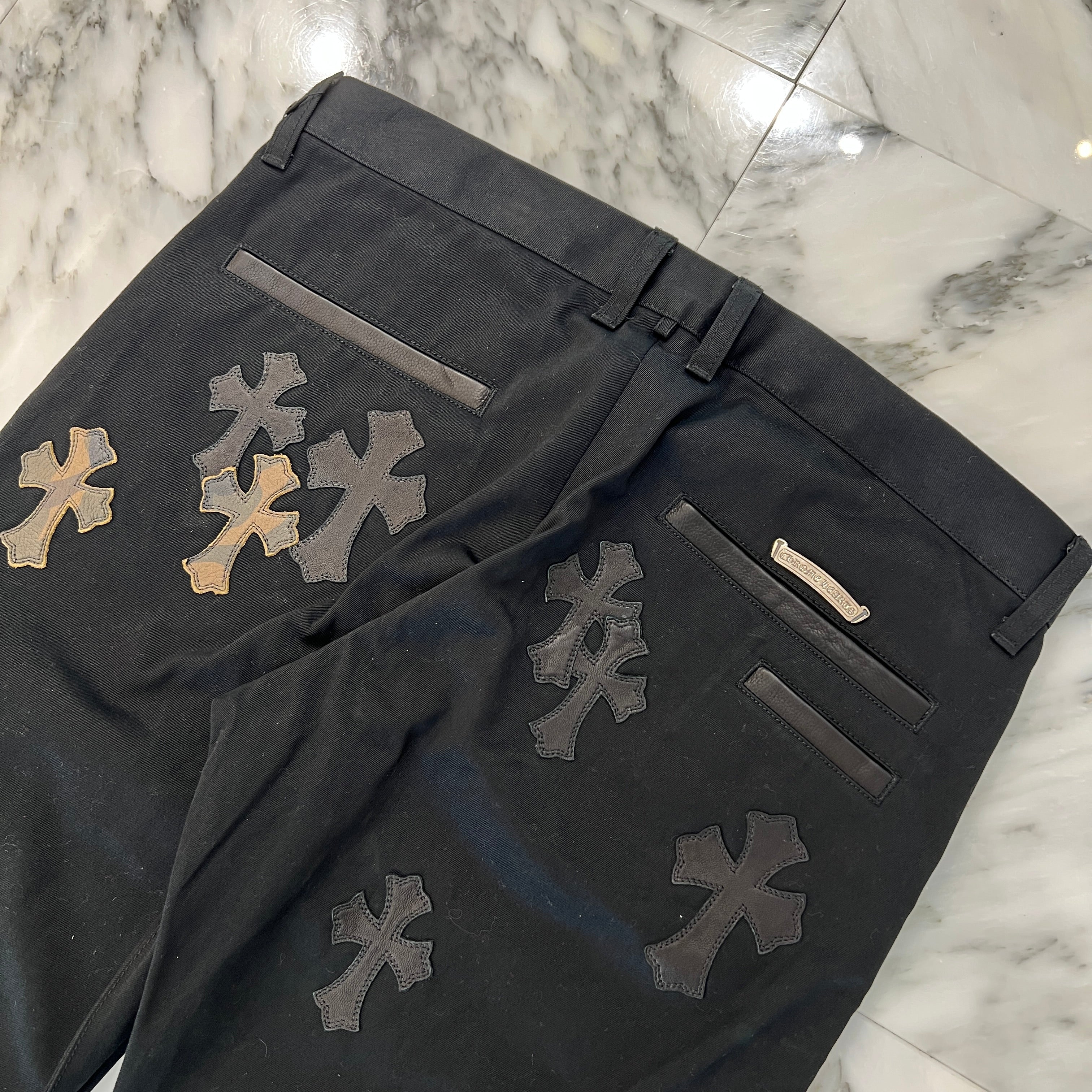 CHROME HEARTS Cemetery Cross Patch Cotton Chino Pants Size 36 クロムハーツ セメタリー クロスパッチ コットン チノパンツ ブラック サイズ36