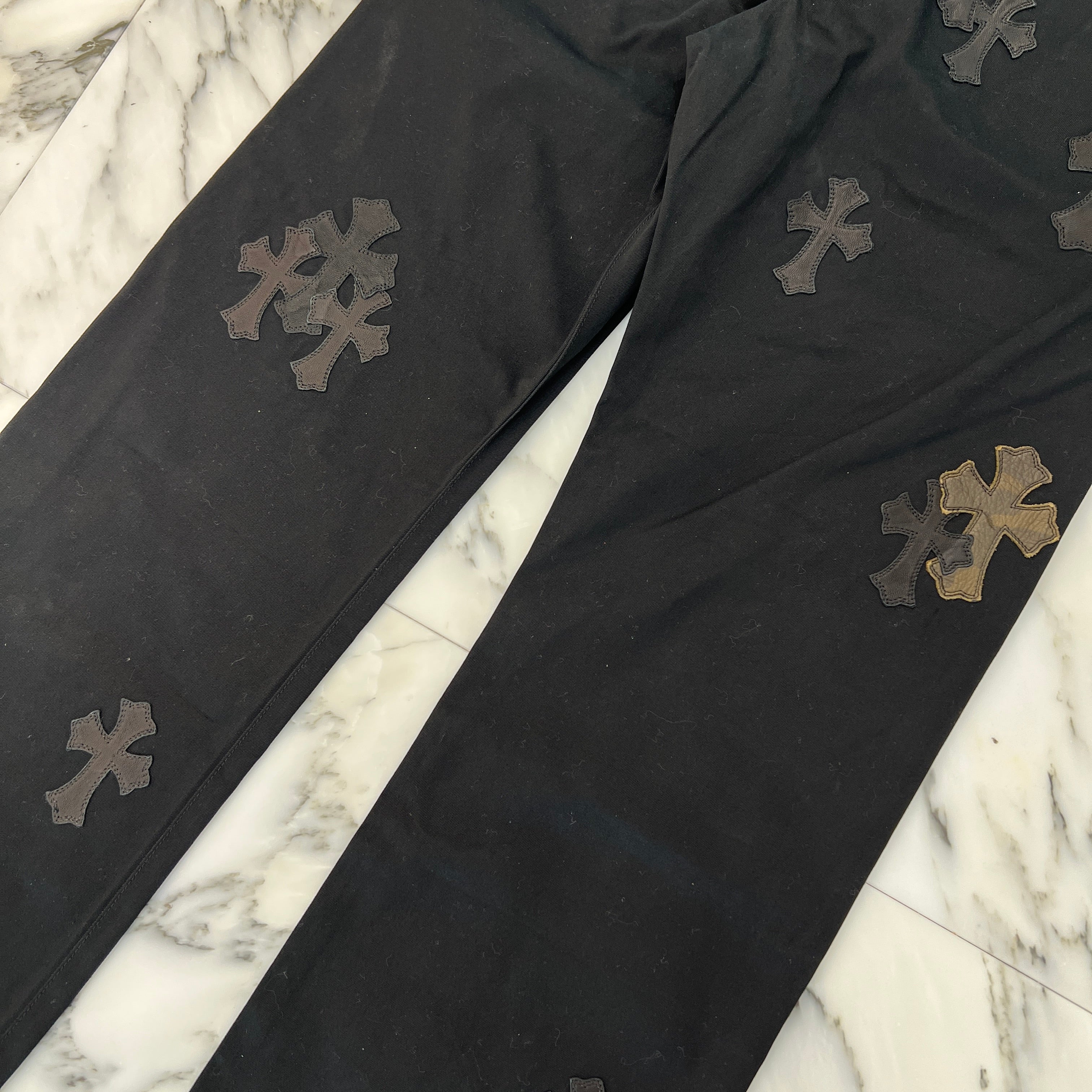 CHROME HEARTS Cemetery Cross Patch Cotton Chino Pants Size 36 クロムハーツ セメタリー クロスパッチ コットン チノパンツ ブラック サイズ36