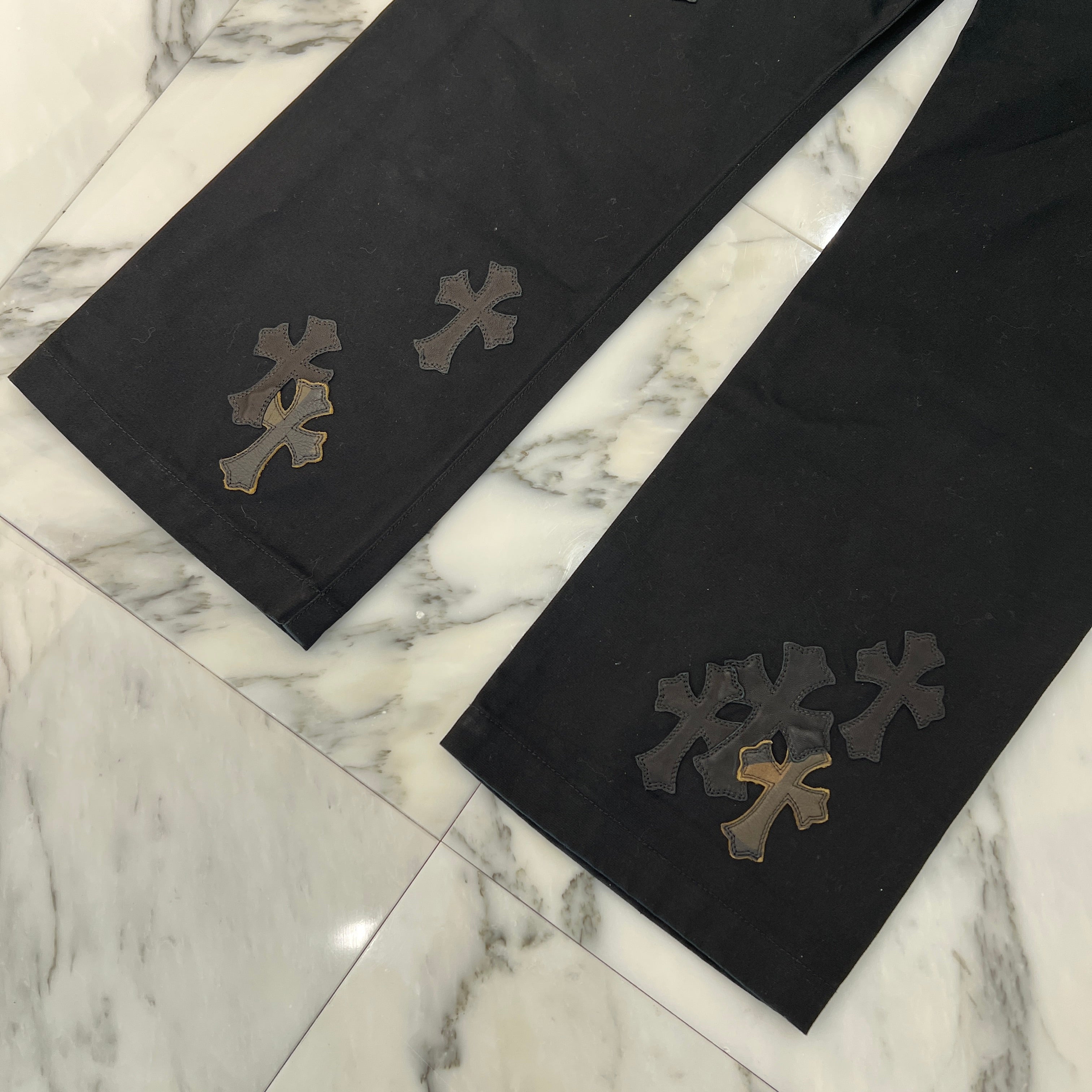 CHROME HEARTS Cemetery Cross Patch Cotton Chino Pants Size 36 クロムハーツ セメタリー クロスパッチ コットン チノパンツ ブラック サイズ36