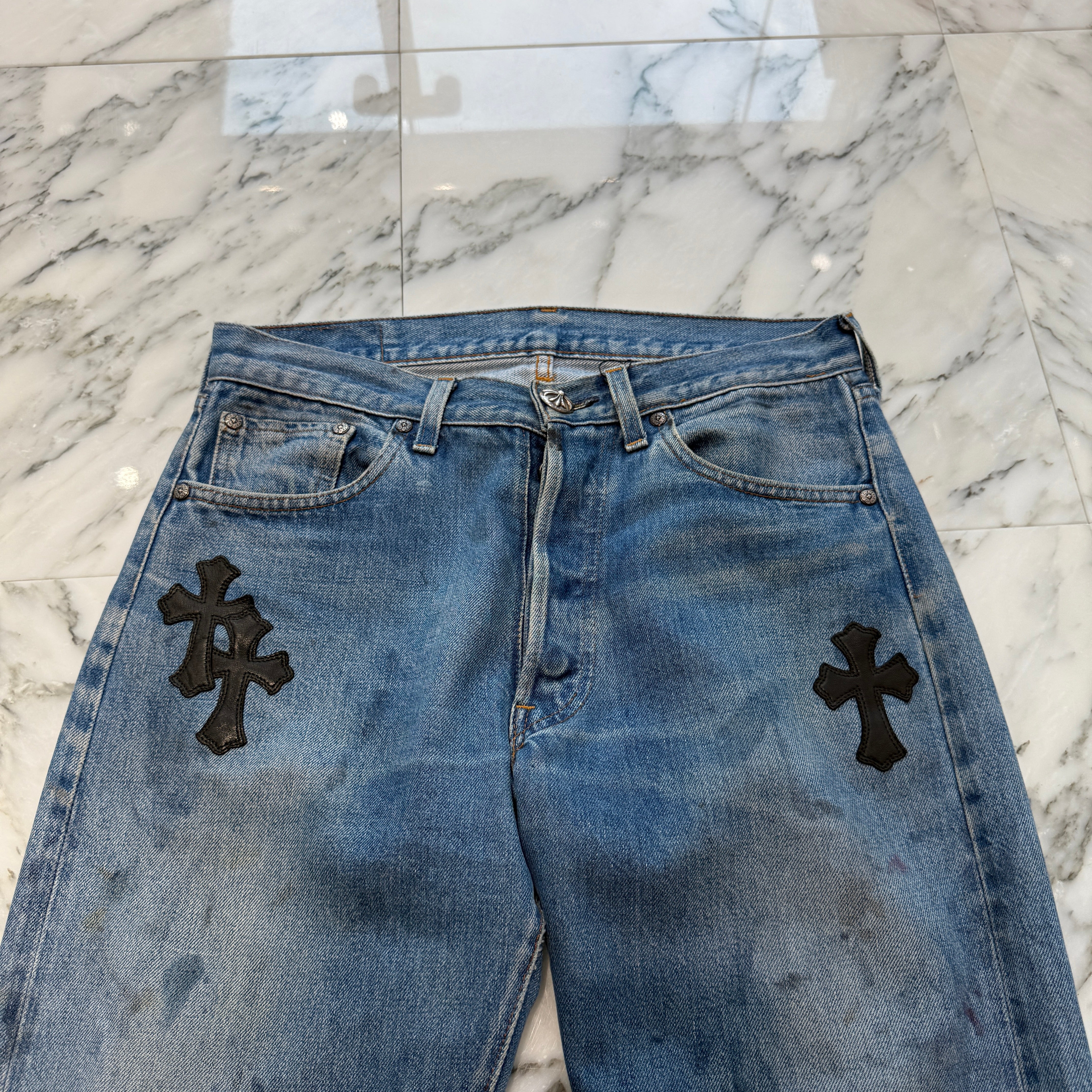 CHROME HEARTS × Levi's 501 VNTG Cross Leather Patch Jeans Size 29 クロムハーツ × リーバイス501 ヴィンテージ クロスレザーパッチ ジーンズ デニムパンツ サイズ29