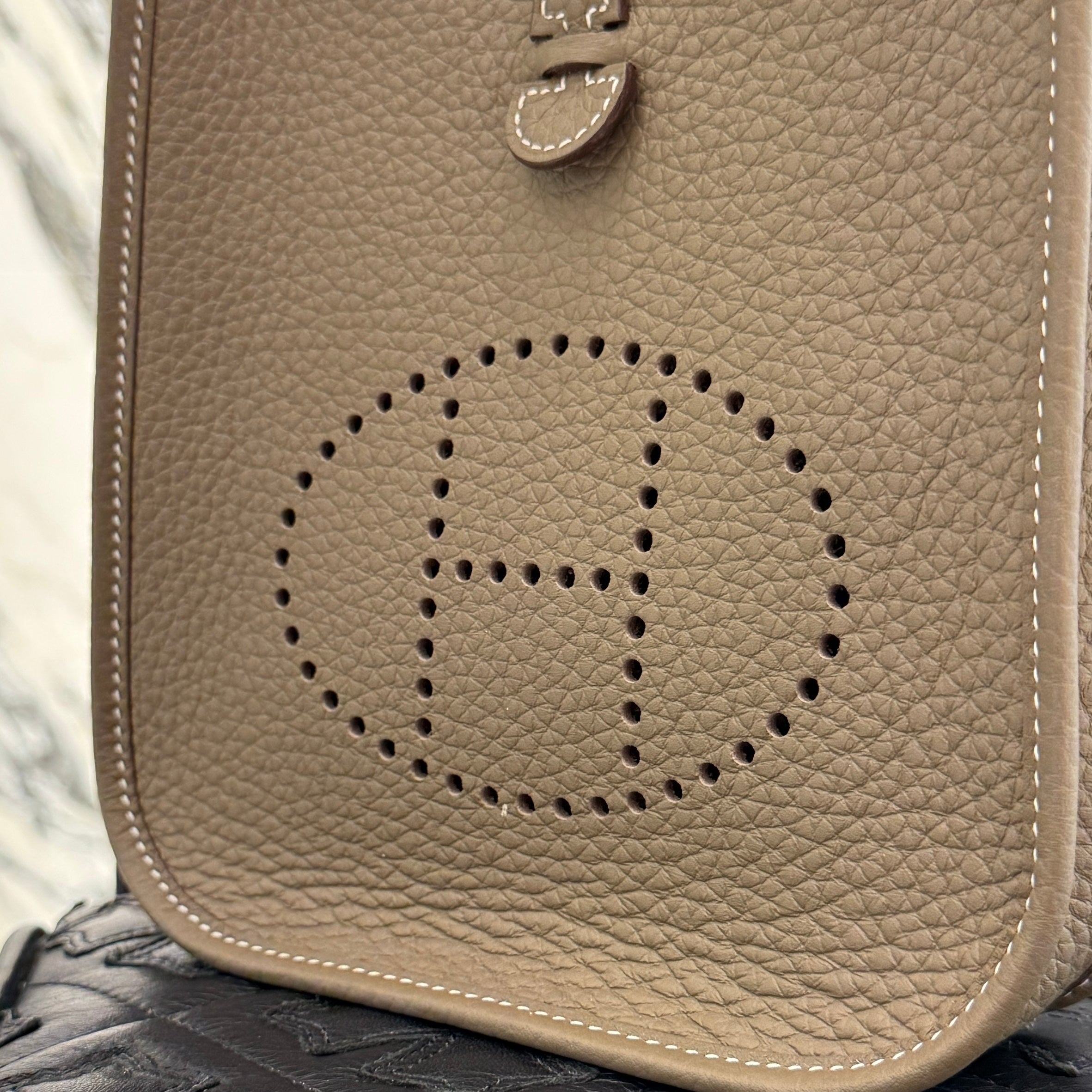 HERMES Evelyn Amazon TPM "Etoupe" W刻印 エルメス エブリン アマゾン TPM "エトゥープ" レザーショルダーバッグ W刻印