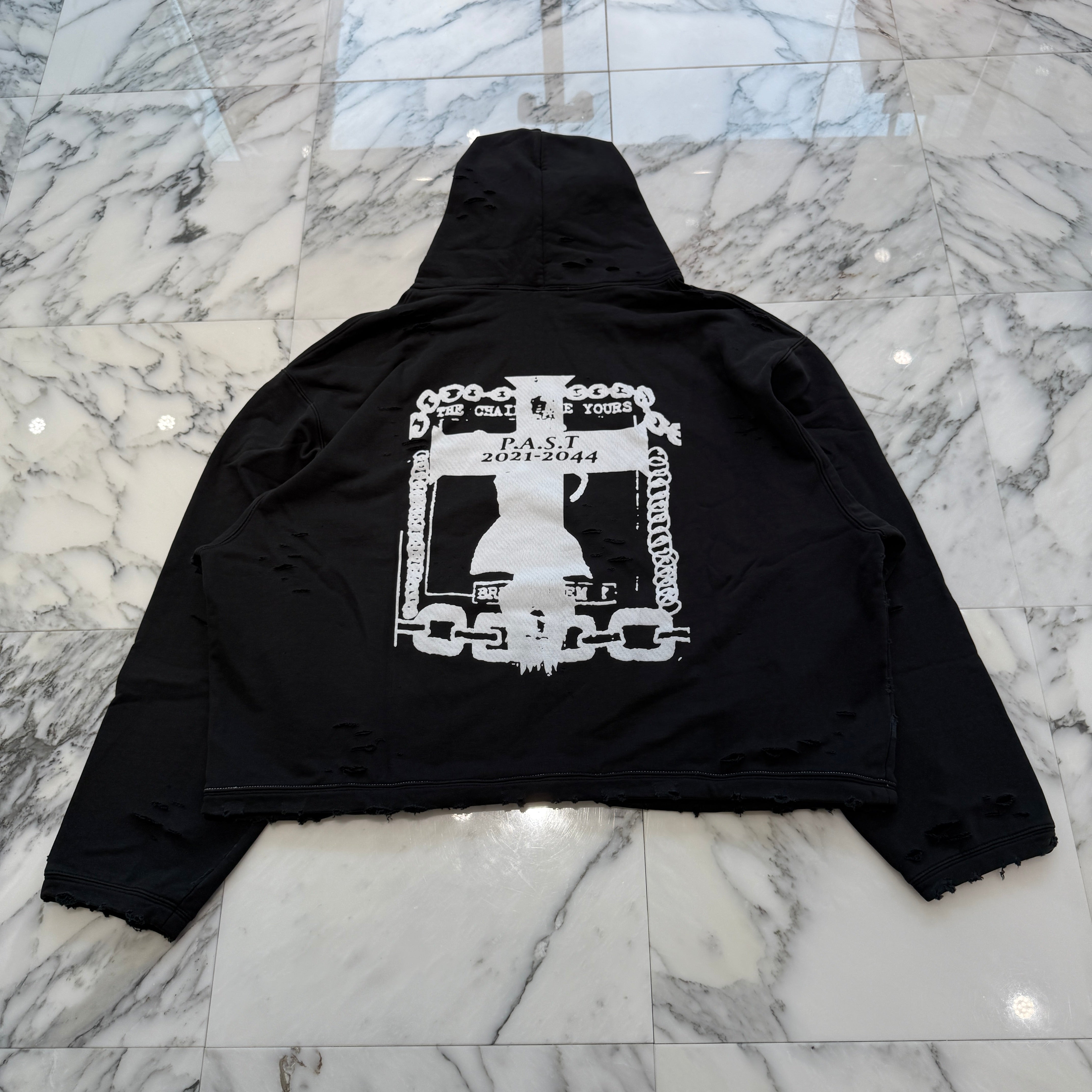 PAST AD 2000 Destruction Cropped Pullover Hoodie Size L パスト AD 2000 デストラクション クロップド プルオーバーフーディー サイズL