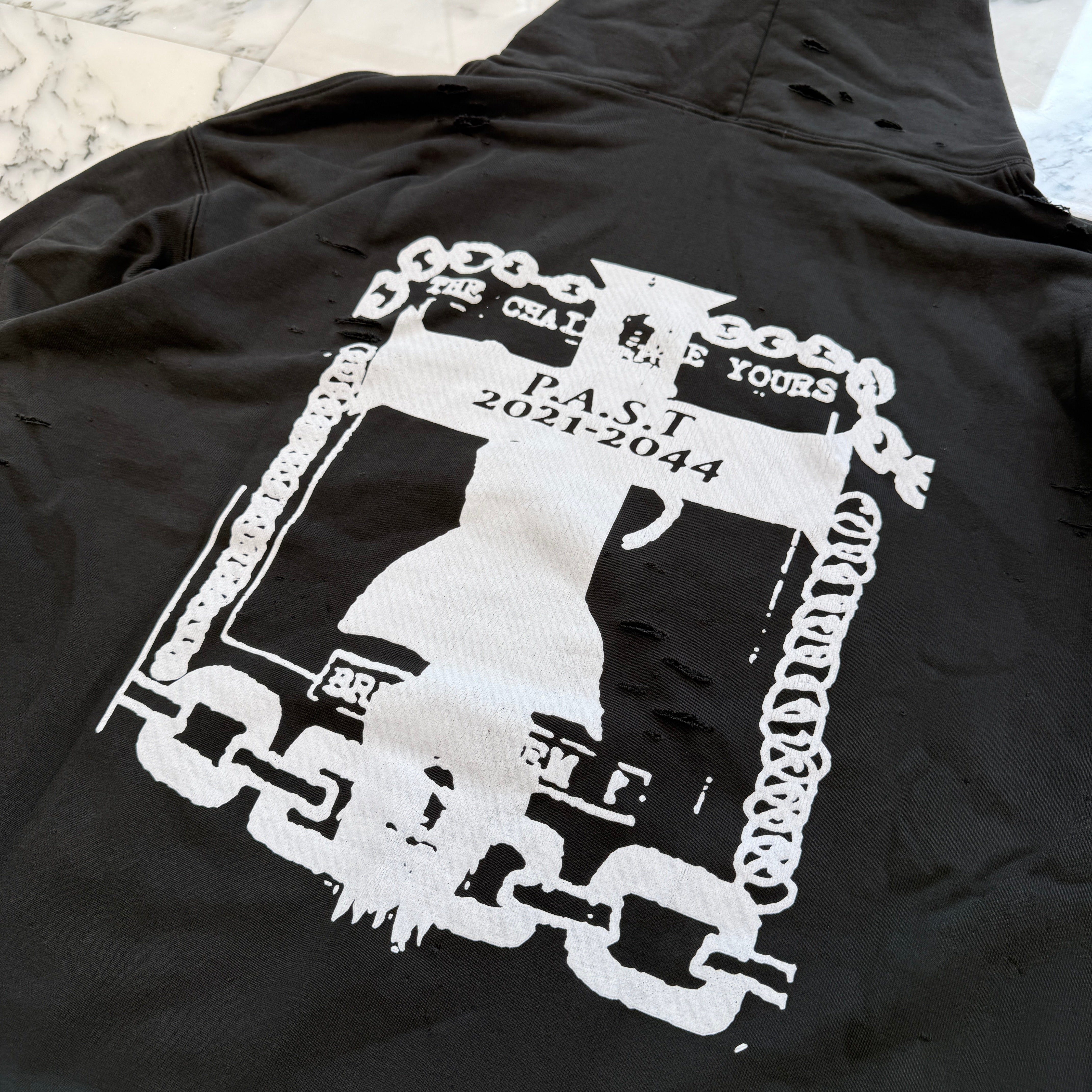 PAST AD 2000 Destruction Cropped Pullover Hoodie Size L パスト AD 2000 デストラクション クロップド プルオーバーフーディー サイズL