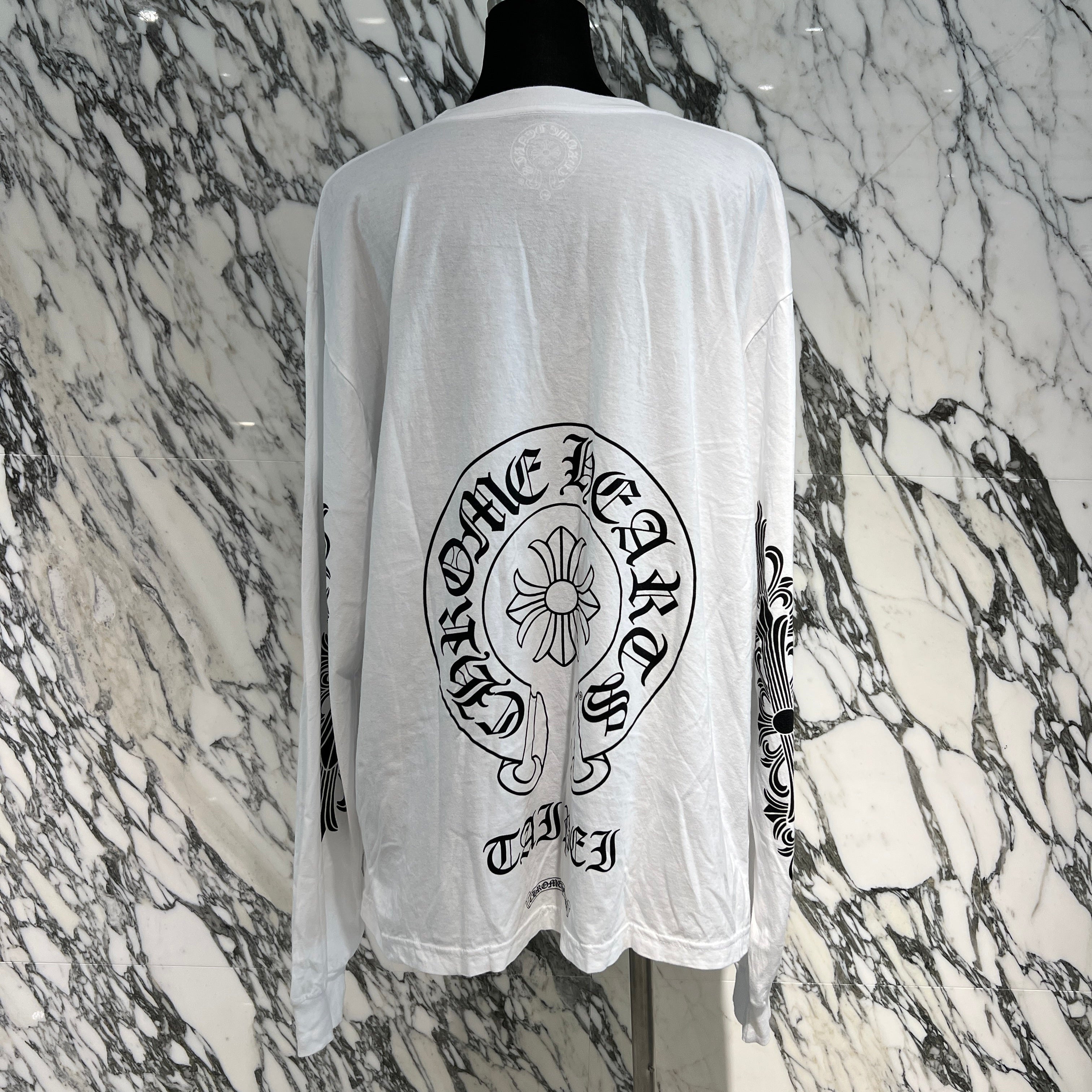 CHROME HEARTS TAIPEI Limited Floral Cross Horseshoe Long Sleeve Tee Size XXL クロムハーツ 台北限定 フローラルクロス ホースシュー ロングスリーブ Tシャツ サイズXXL