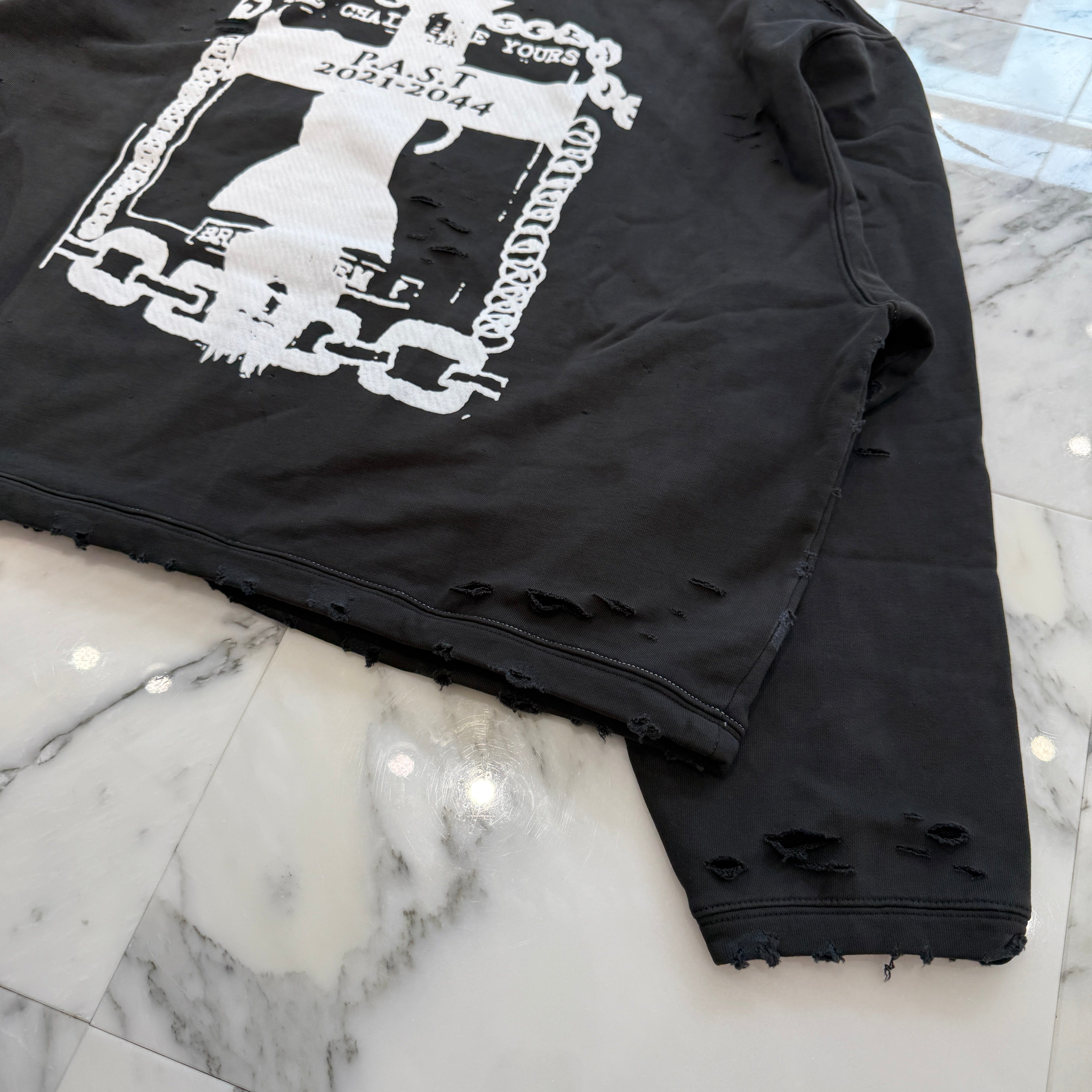 PAST AD 2000 Destruction Cropped Pullover Hoodie Size L パスト AD 2000 デストラクション クロップド プルオーバーフーディー サイズL