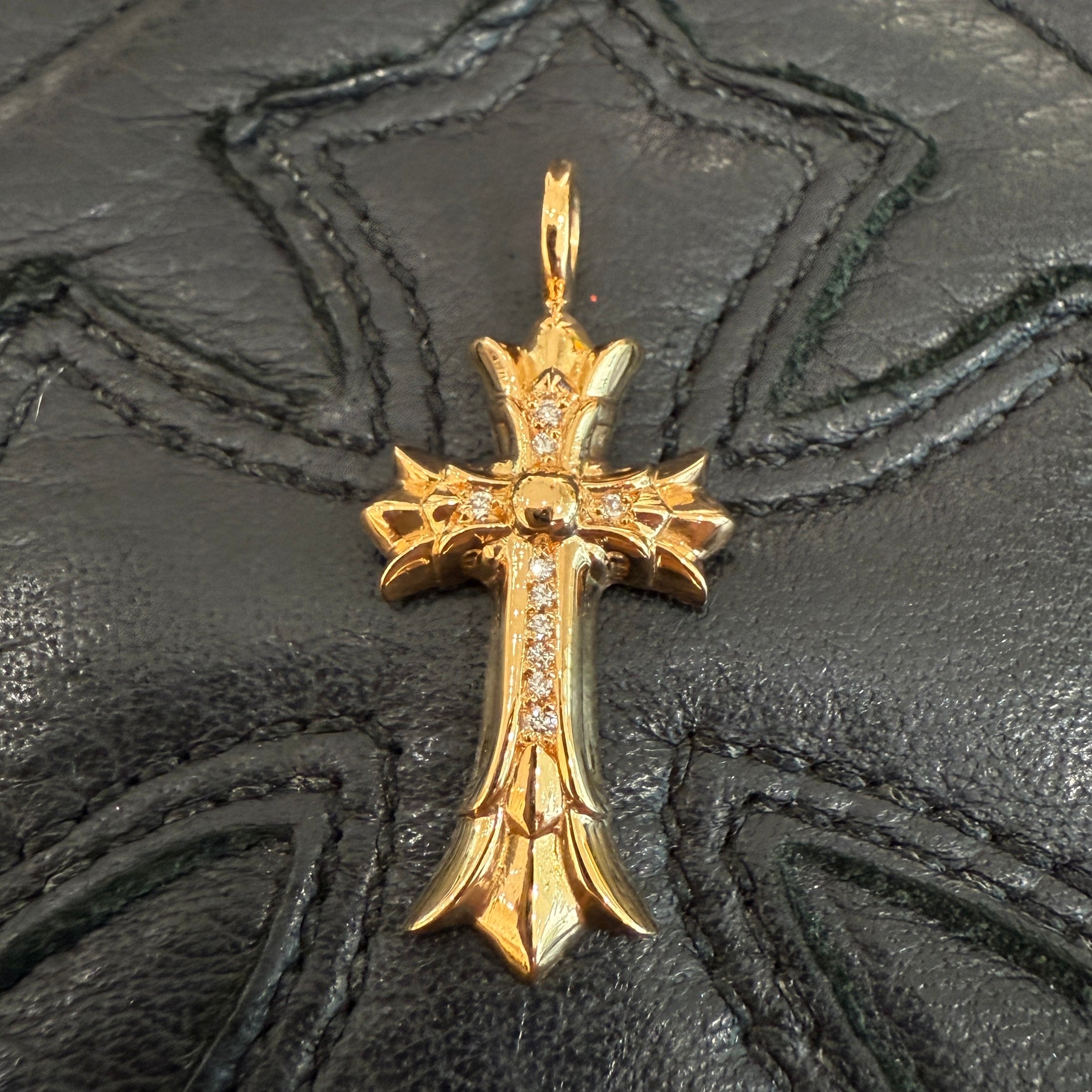 CHROME HEARTS 22K Double CH Cross XS Pave Diamond Pendant Top クロムハーツ 22K ダブルCHクロス XS パヴェダイヤモンド ペンダントトップ