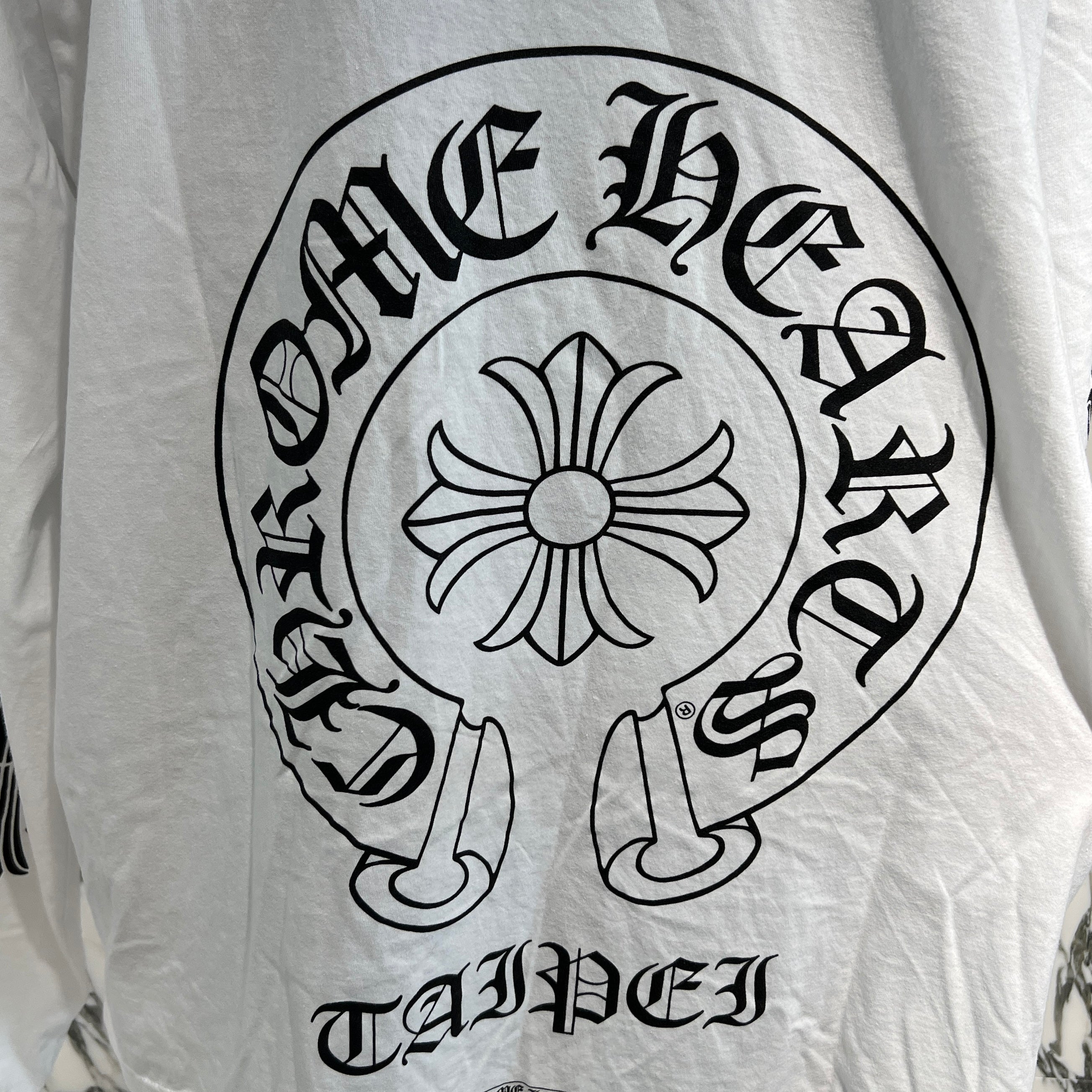 CHROME HEARTS ロンT ホースシュー フローラルクロス ホワイト M クロムハーツロングTシャツホースシュー&フローラルクロス